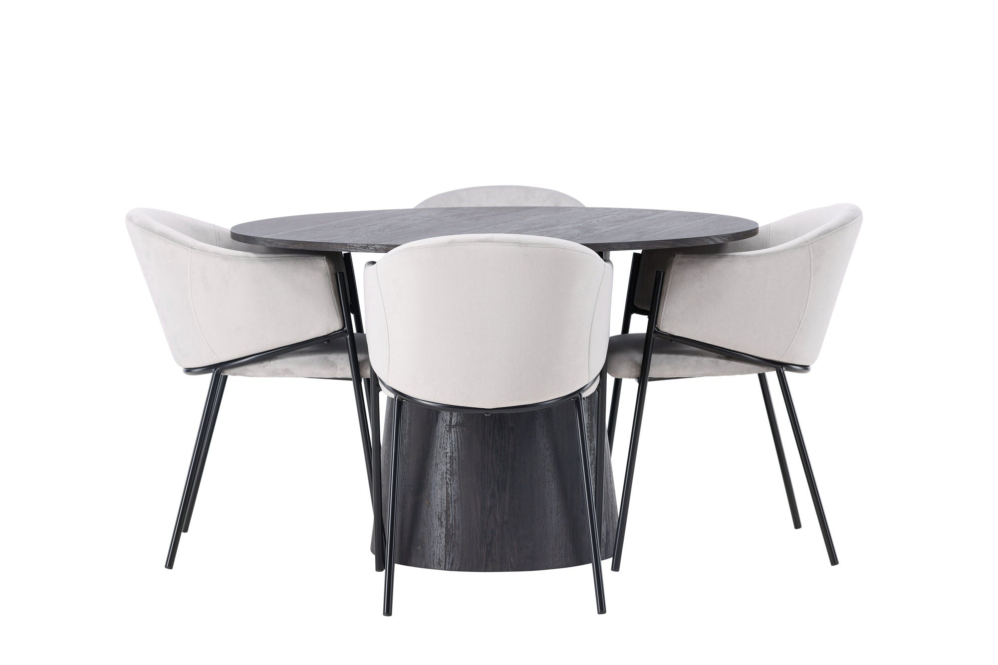 Venture Home Lanzo spisebord φ120 - Mocca/Mocca +Evelina Spisebordsstol - Black / Light grey Velvet _4