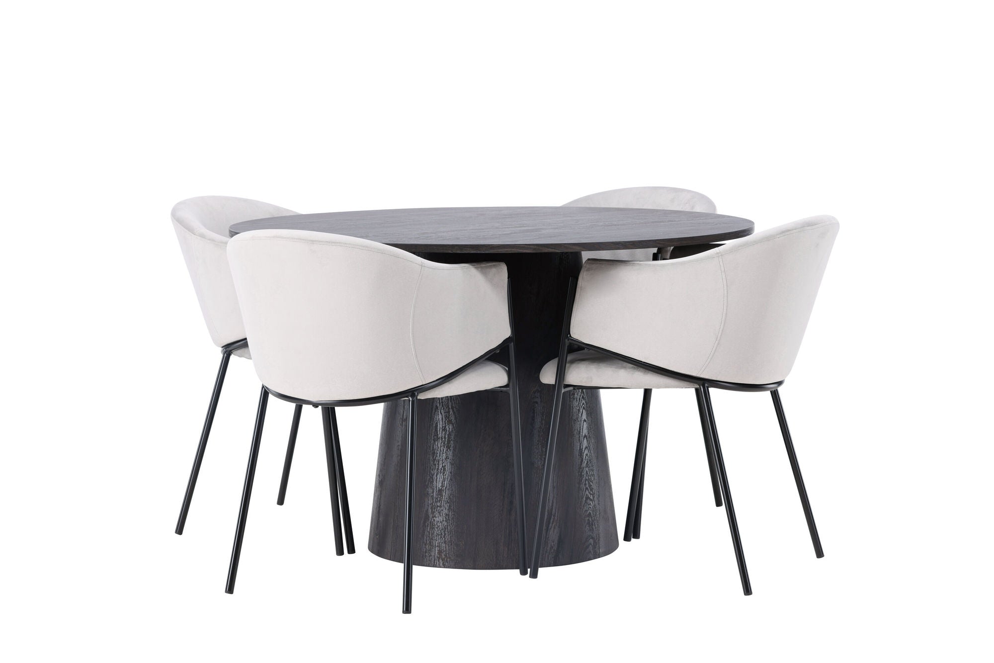 Venture Home Lanzo spisebord φ120 - Mocca/Mocca +Evelina Spisebordsstol - Black / Light grey Velvet _4