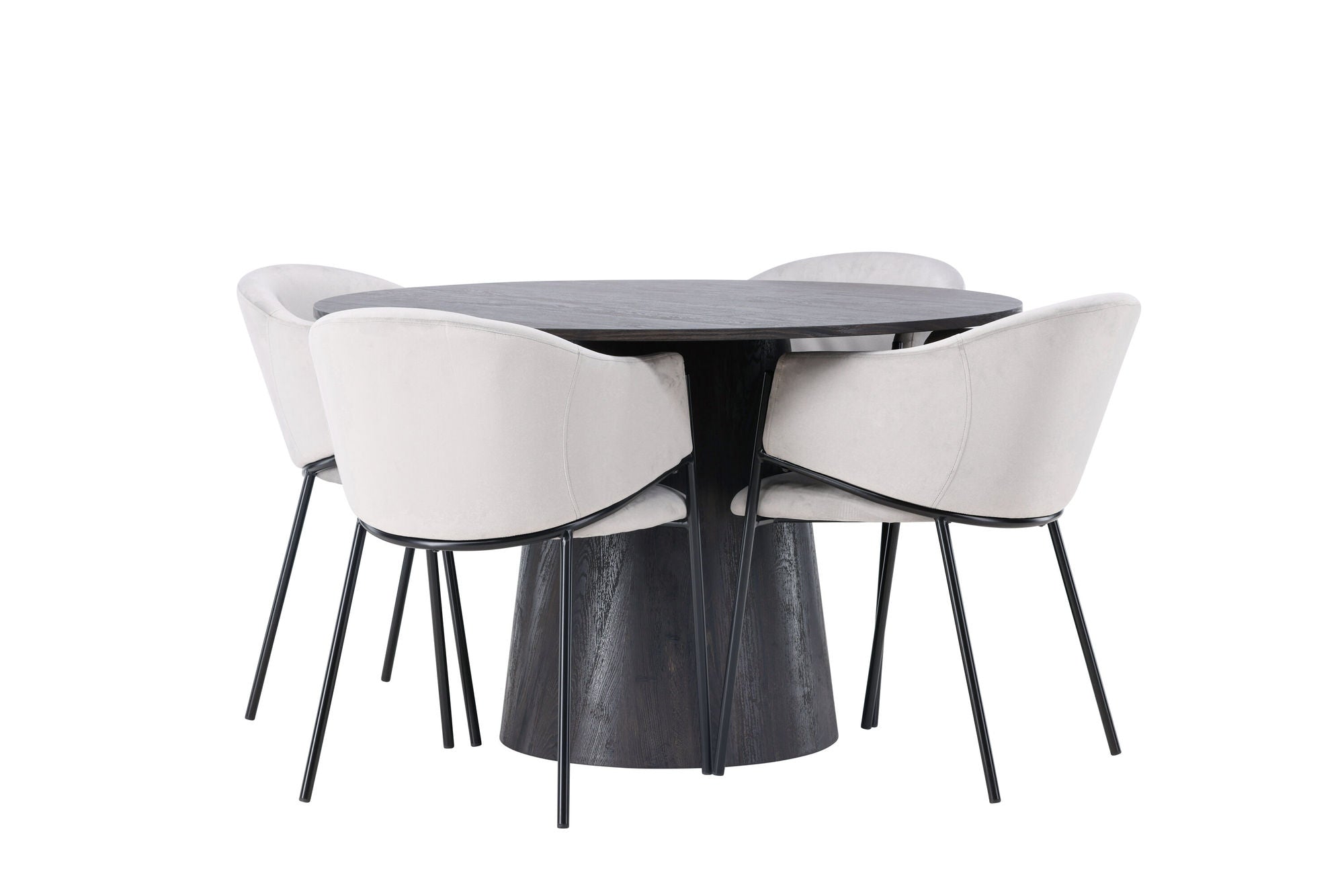 Venture Home Lanzo spisebord φ120 - Mocca/Mocca +Evelina Spisebordsstol - Black / Light grey Velvet _4