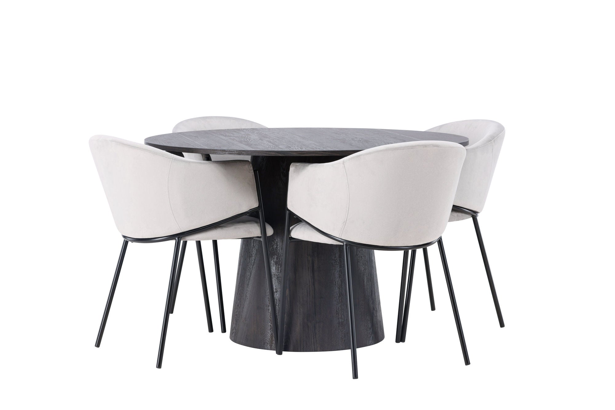 Venture Home Lanzo spisebord φ120 - Mocca/Mocca +Evelina Spisebordsstol - Black / Light grey Velvet _4