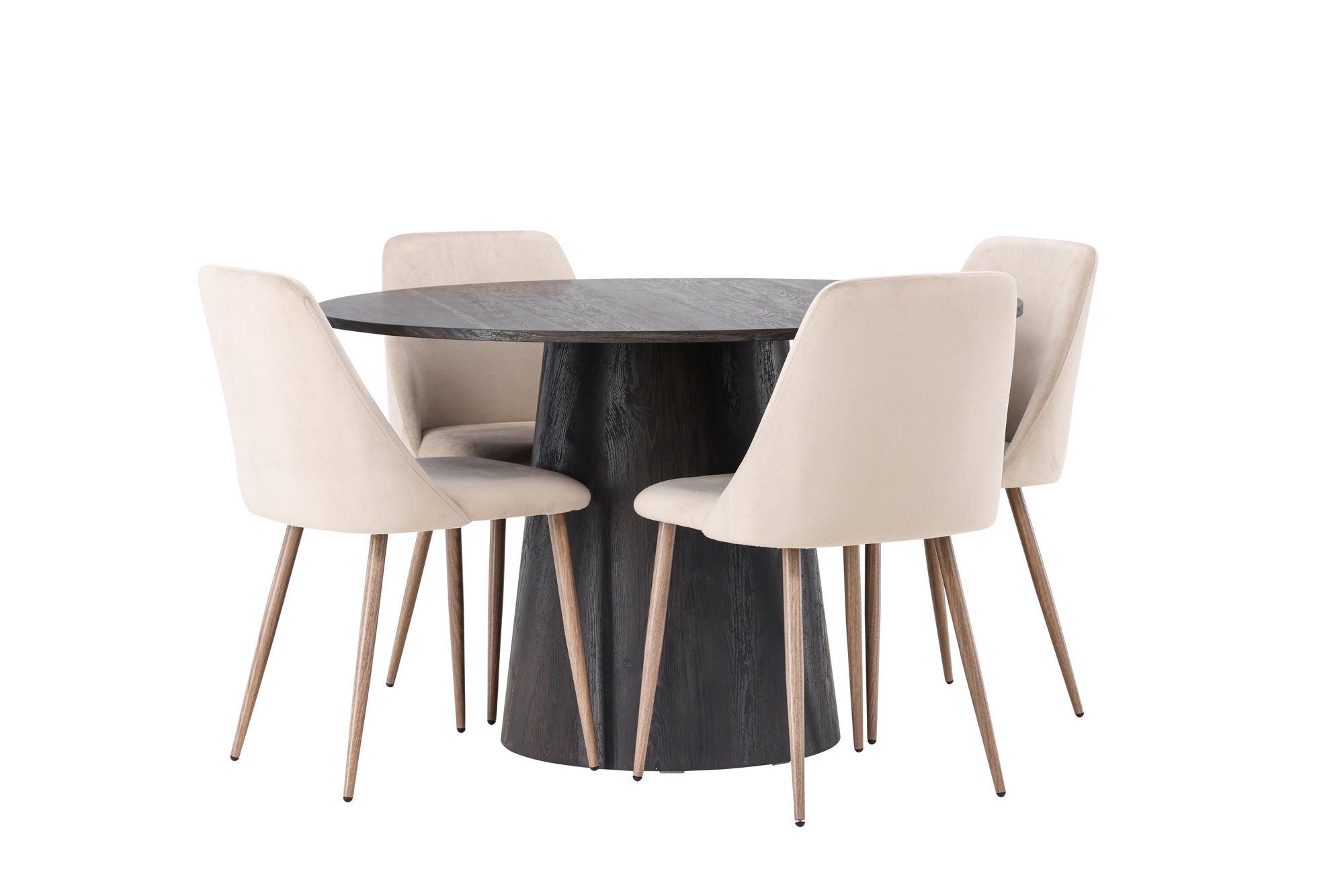 Venture Home Lanzo spisebord φ120 - Mocca/Mocca +Night Spisebordsstol - Dark walnut / Mocca / Brown Fabric _4