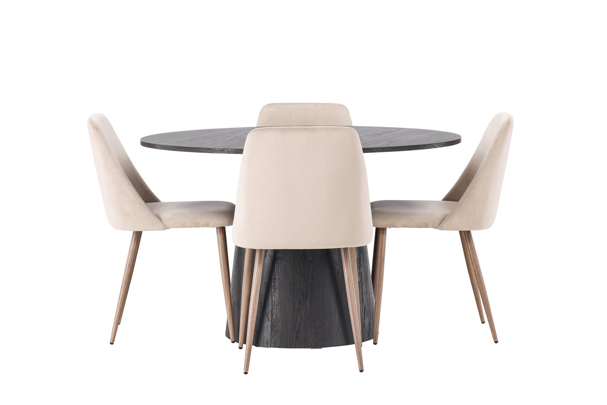 Venture Home Lanzo spisebord φ120 - Mocca/Mocca +Night Spisebordsstol - Dark walnut / Mocca / Brown Fabric _4