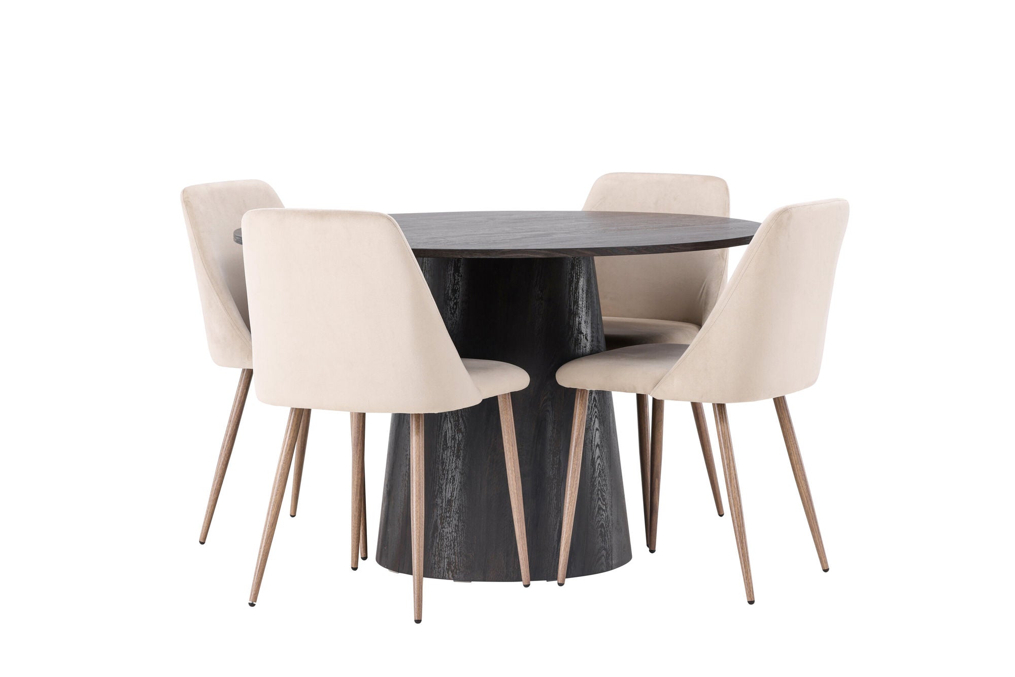 Venture Home Lanzo spisebord φ120 - Mocca/Mocca +Night Spisebordsstol - Dark walnut / Mocca / Brown Fabric _4