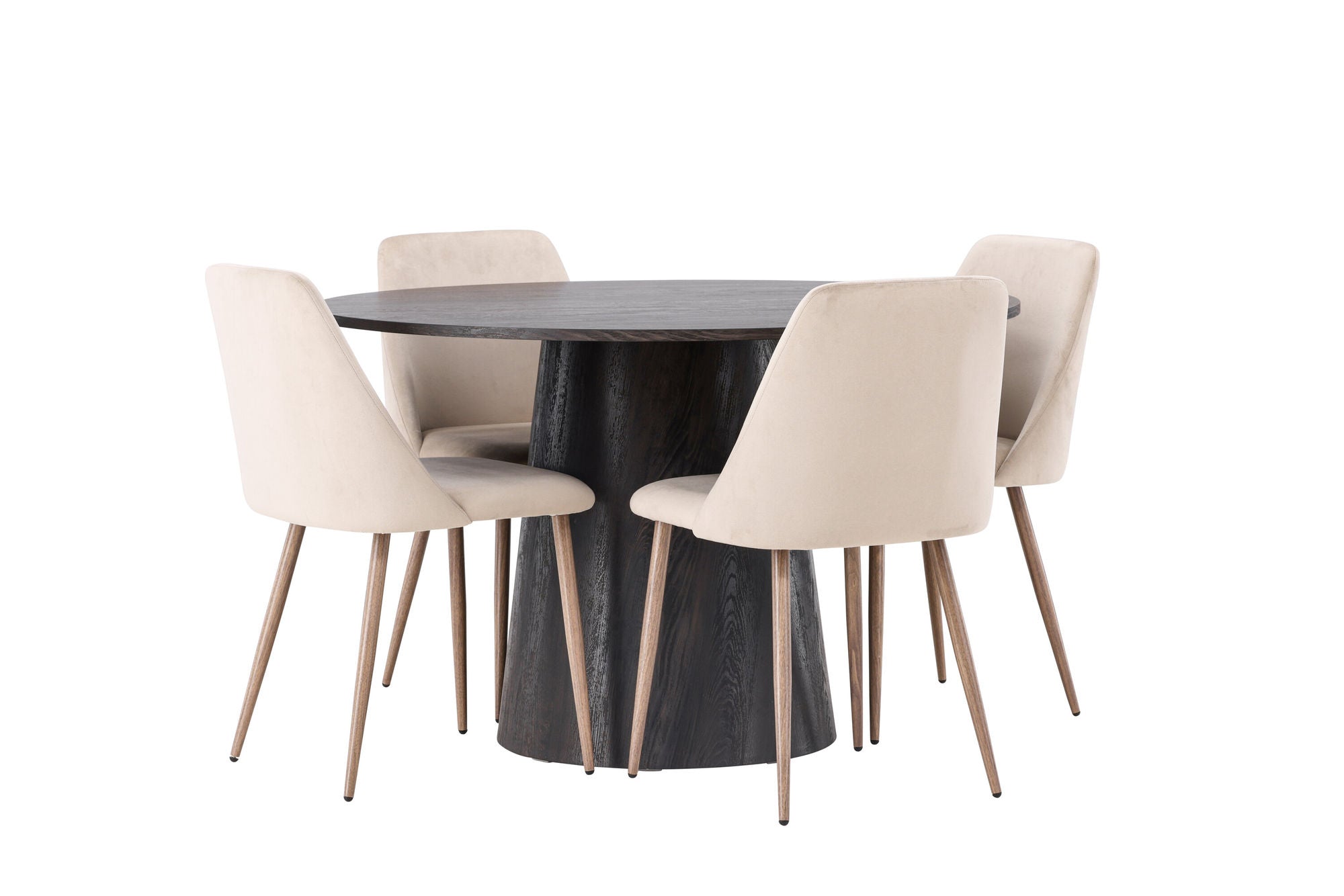 Venture Home Lanzo spisebord φ120 - Mocca/Mocca +Night Spisebordsstol - Dark walnut / Mocca / Brown Fabric _4