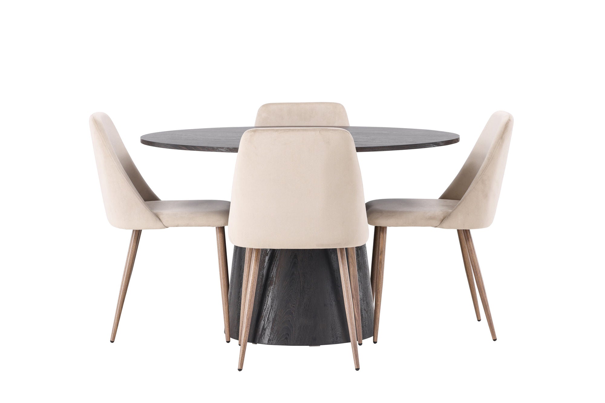 Venture Home Lanzo spisebord φ120 - Mocca/Mocca +Night Spisebordsstol - Dark walnut / Mocca / Brown Fabric _4