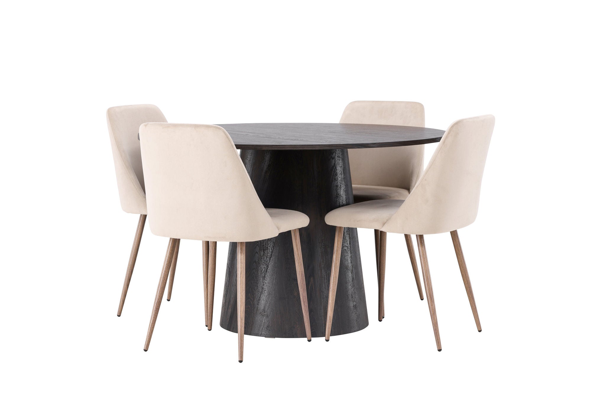 Venture Home Lanzo spisebord φ120 - Mocca/Mocca +Night Spisebordsstol - Dark walnut / Mocca / Brown Fabric _4