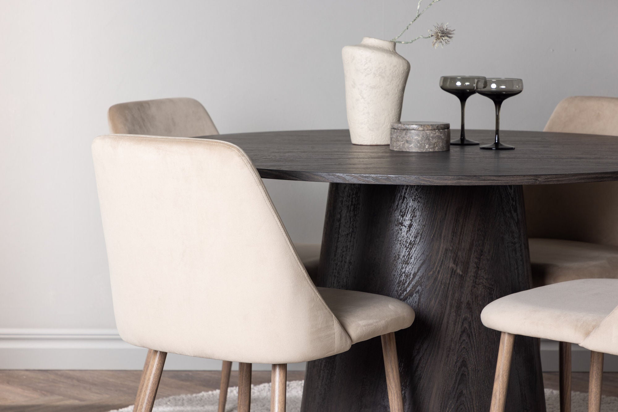 Venture Home Lanzo spisebord φ120 - Mocca/Mocca +Night Spisebordsstol - Dark walnut / Mocca / Brown Fabric _4