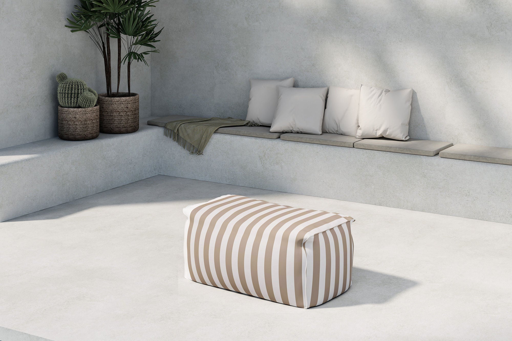 Venture Home Redang Ottoman Fabric - White/ Beige Striped / 75*40*33