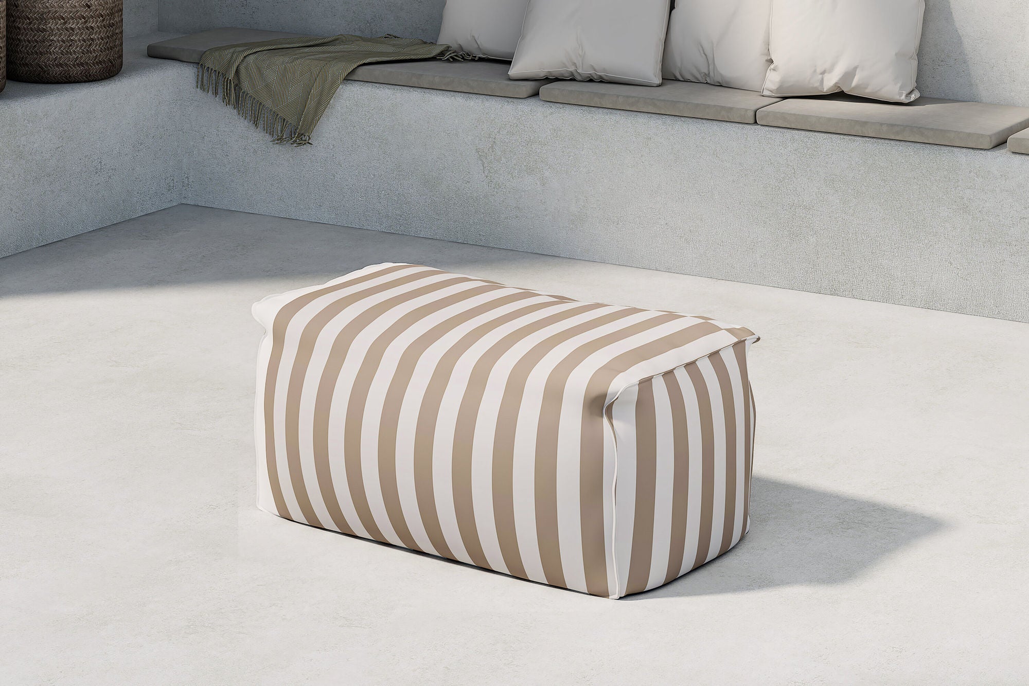 Venture Home Redang Ottoman Fabric - White/ Beige Striped / 75*40*33