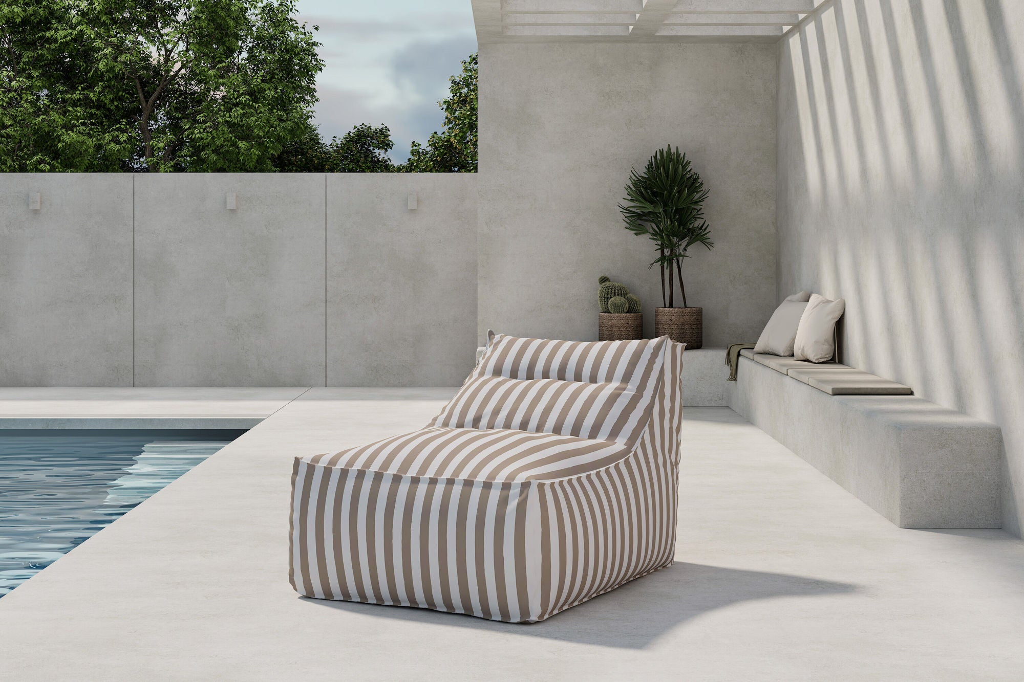 Venture Home Redang Relaxbag Fabric - White/ Beige Striped / 118*94*83