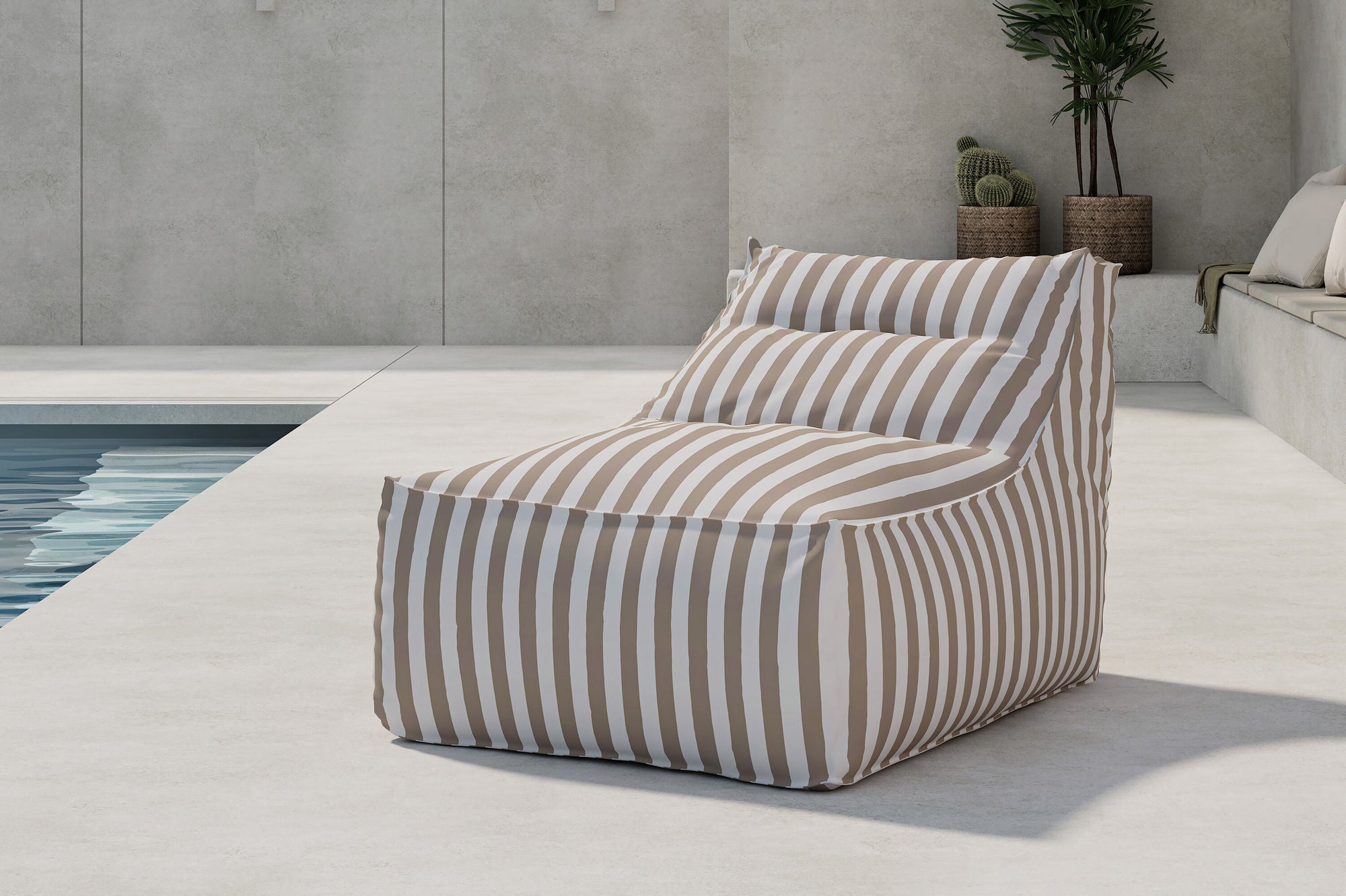 Venture Home Redang Relaxbag Fabric - White/ Beige Striped / 118*94*83