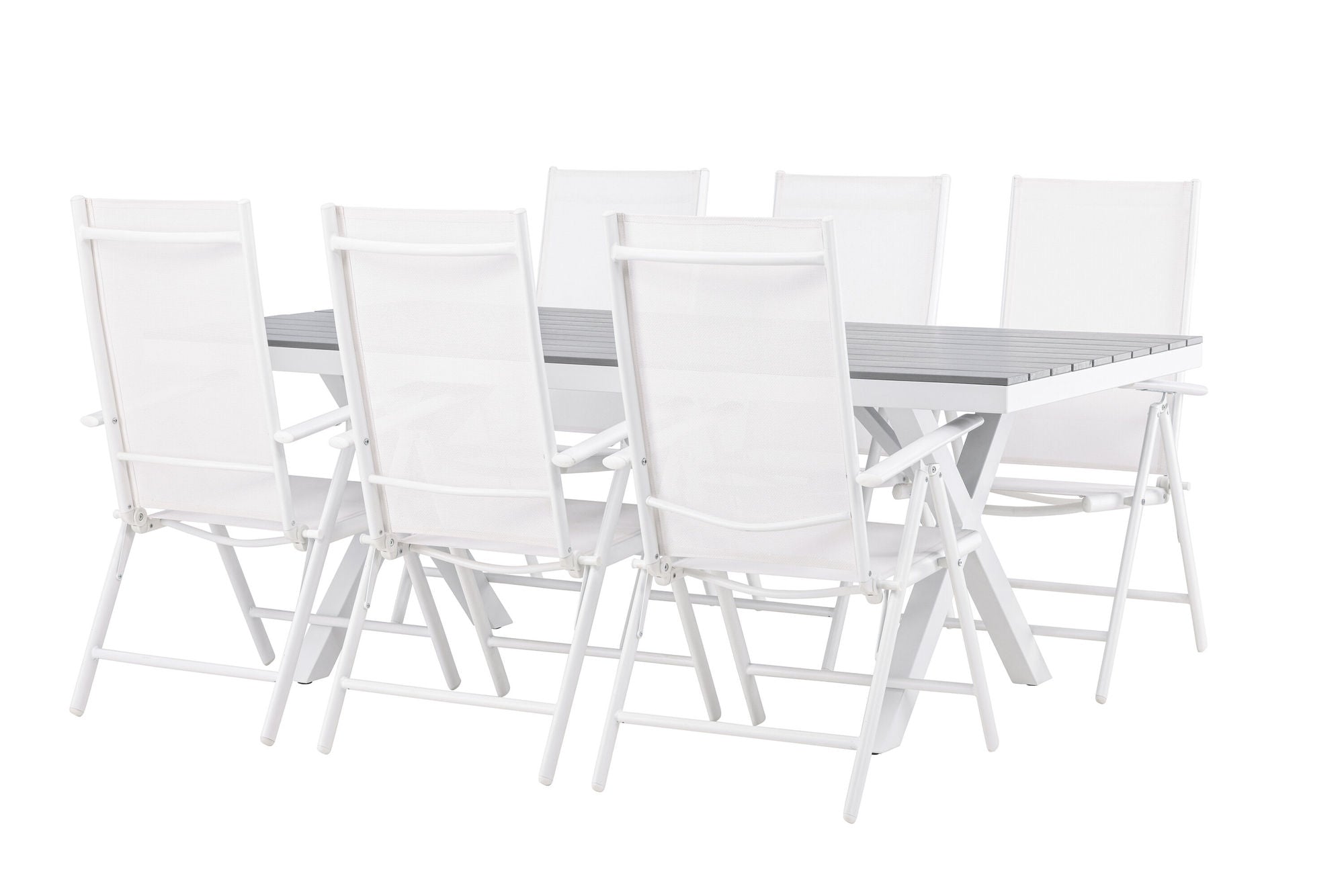 Venture Home Garcia Diningbord Alumnium - White / Light Grey Aintwood / Rectangular 100*200* +Break Diningchair Alumnium - White / Textilene _6