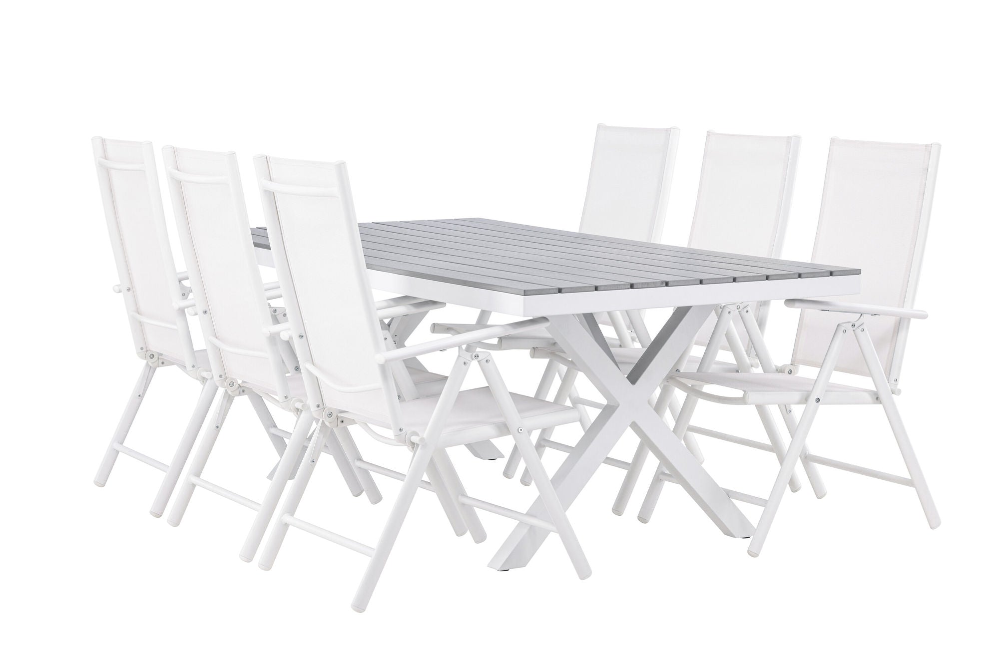 Venture Home Garcia Diningbord Alumnium - White / Light Grey Aintwood / Rectangular 100*200* +Break Diningchair Alumnium - White / Textilene _6