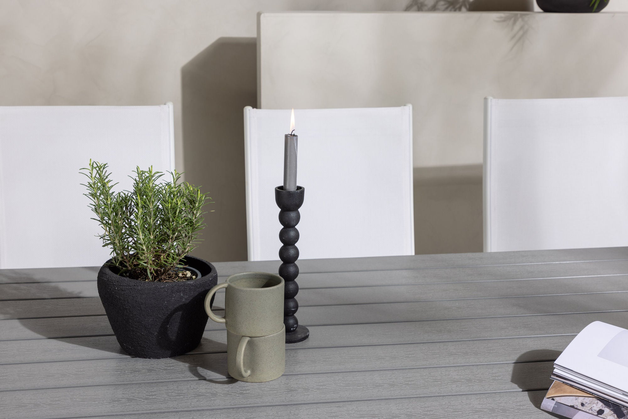 Venture Home Garcia Diningbord Alumnium - White / Light Grey Aintwood / Rectangular 100*200* +Break Diningchair Alumnium - White / Textilene _6