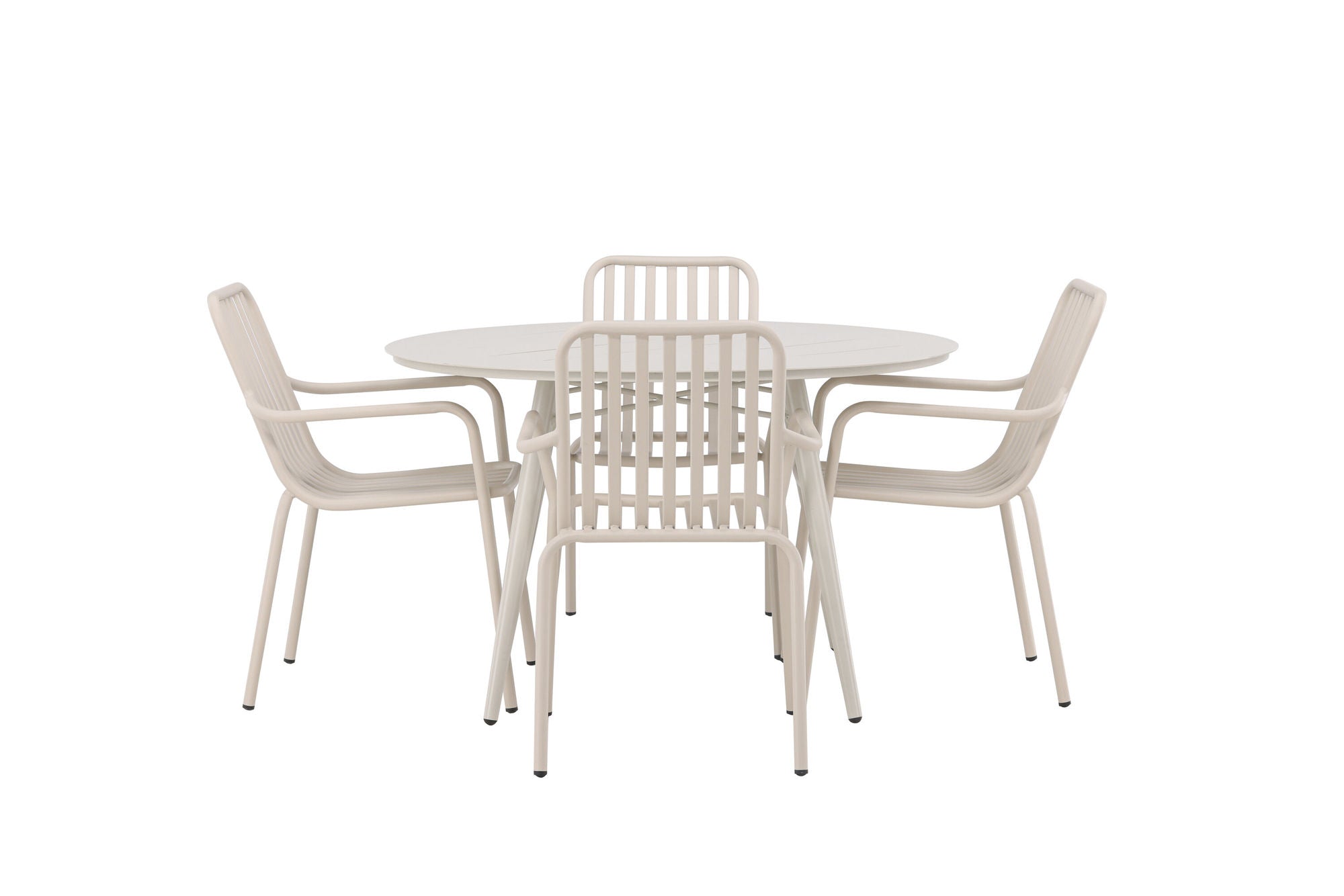 Venture Home Lina spisebord - Beige - rund 120 cm +Peking Diningchair Aluminium - Beige / _4