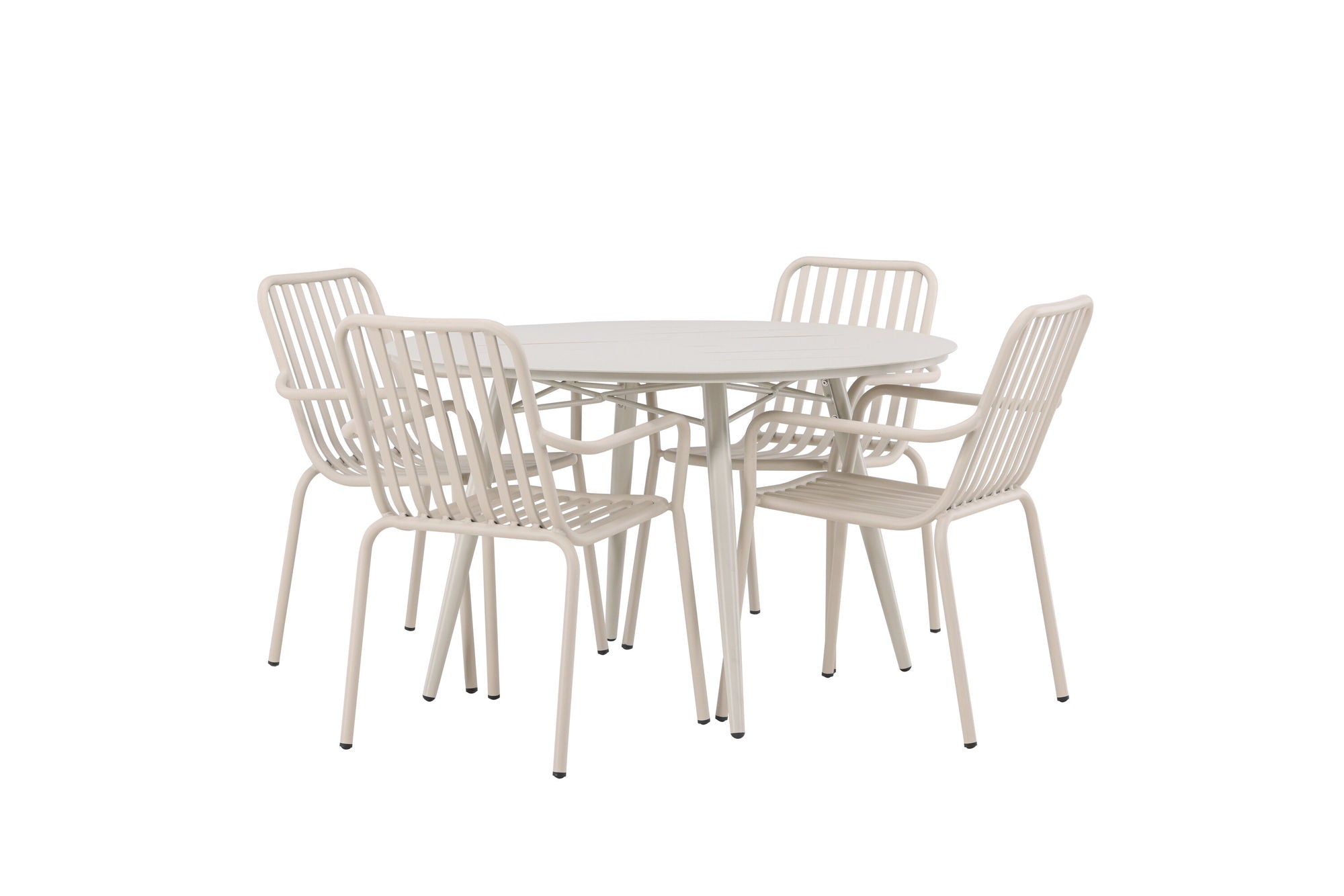 Venture Home Lina spisebord - Beige - rund 120 cm +Peking Diningchair Aluminium - Beige / _4