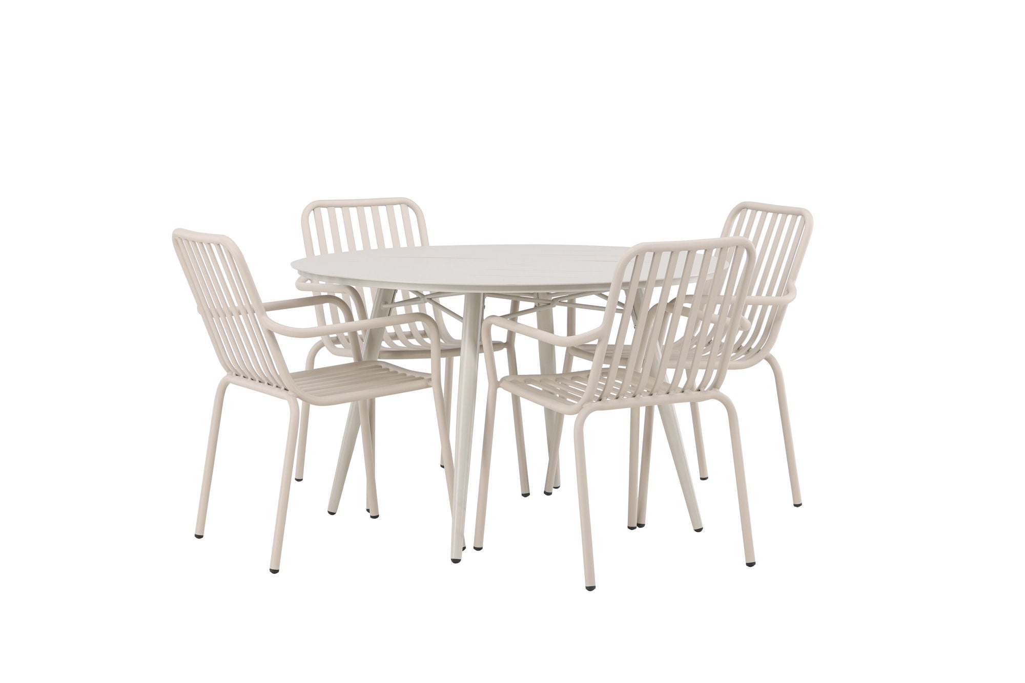 Venture Home Lina spisebord - Beige - rund 120 cm +Peking Diningchair Aluminium - Beige / _4