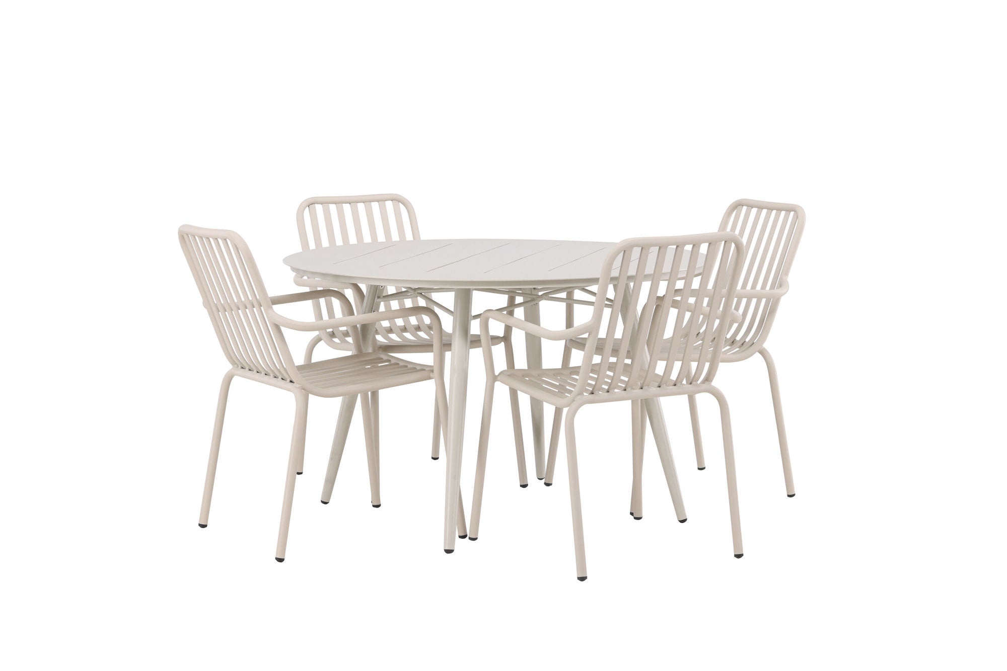 Venture Home Lina spisebord - Beige - rund 120 cm +Peking Diningchair Aluminium - Beige / _4