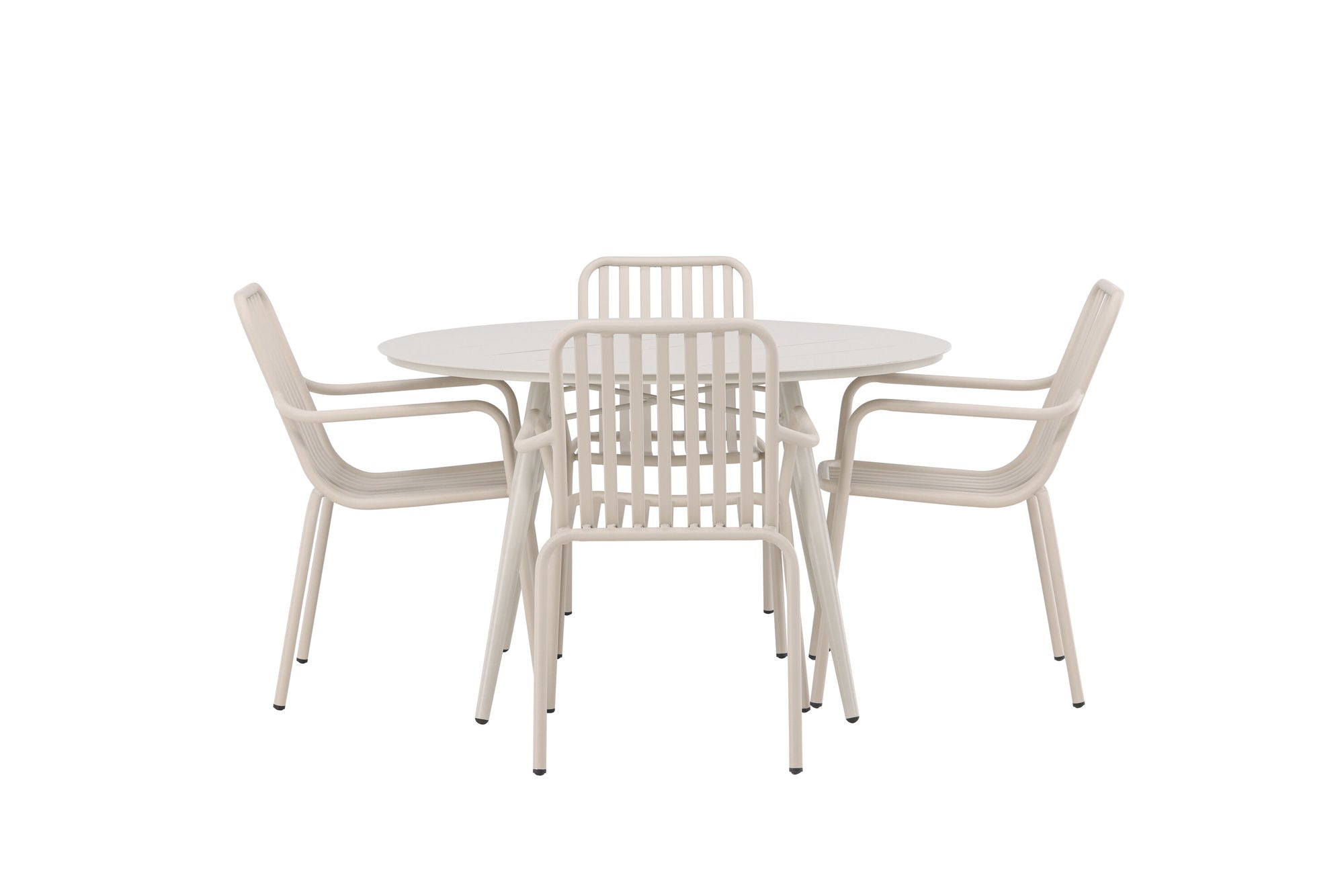 Venture Home Lina spisebord - Beige - rund 120 cm +Peking Diningchair Aluminium - Beige / _4