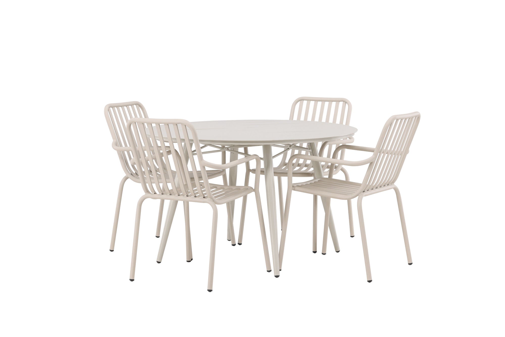 Venture Home Lina spisebord - Beige - rund 120 cm +Peking Diningchair Aluminium - Beige / _4