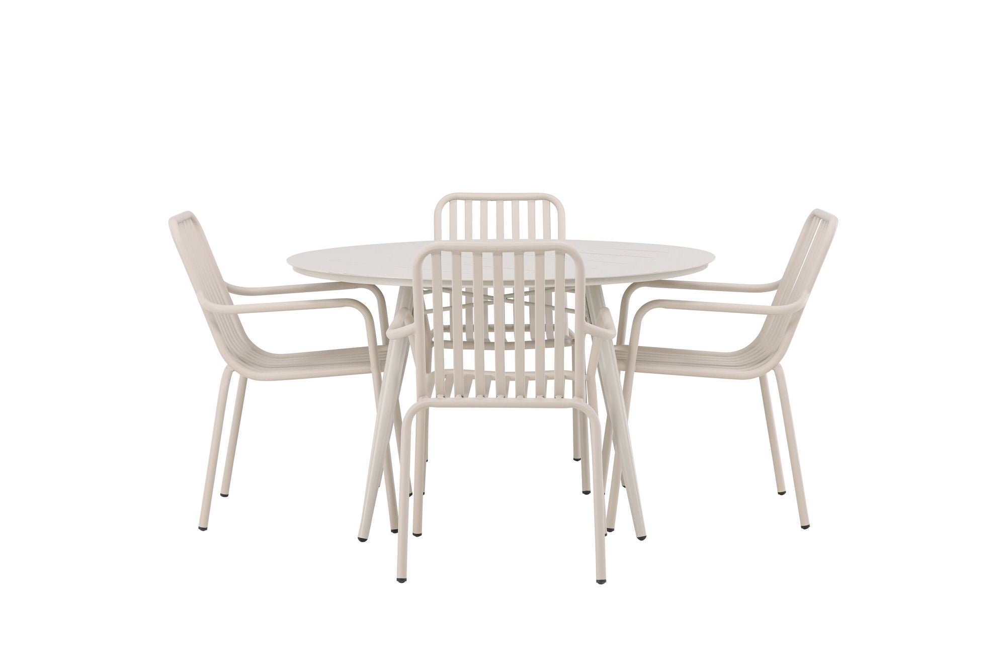 Venture Home Lina spisebord - Beige - rund 120 cm +Peking Diningchair Aluminium - Beige / _4
