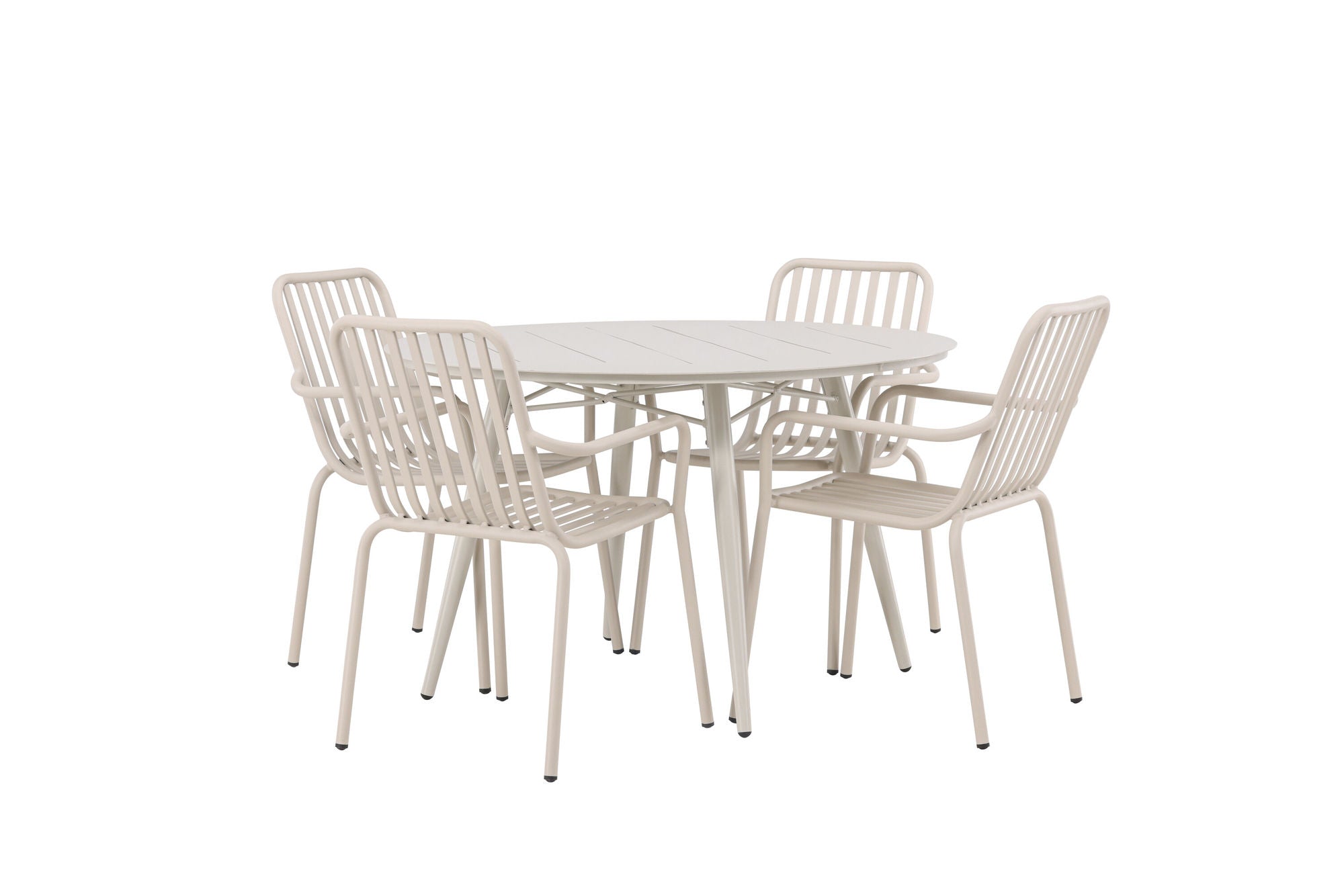 Venture Home Lina spisebord - Beige - rund 120 cm +Peking Diningchair Aluminium - Beige / _4