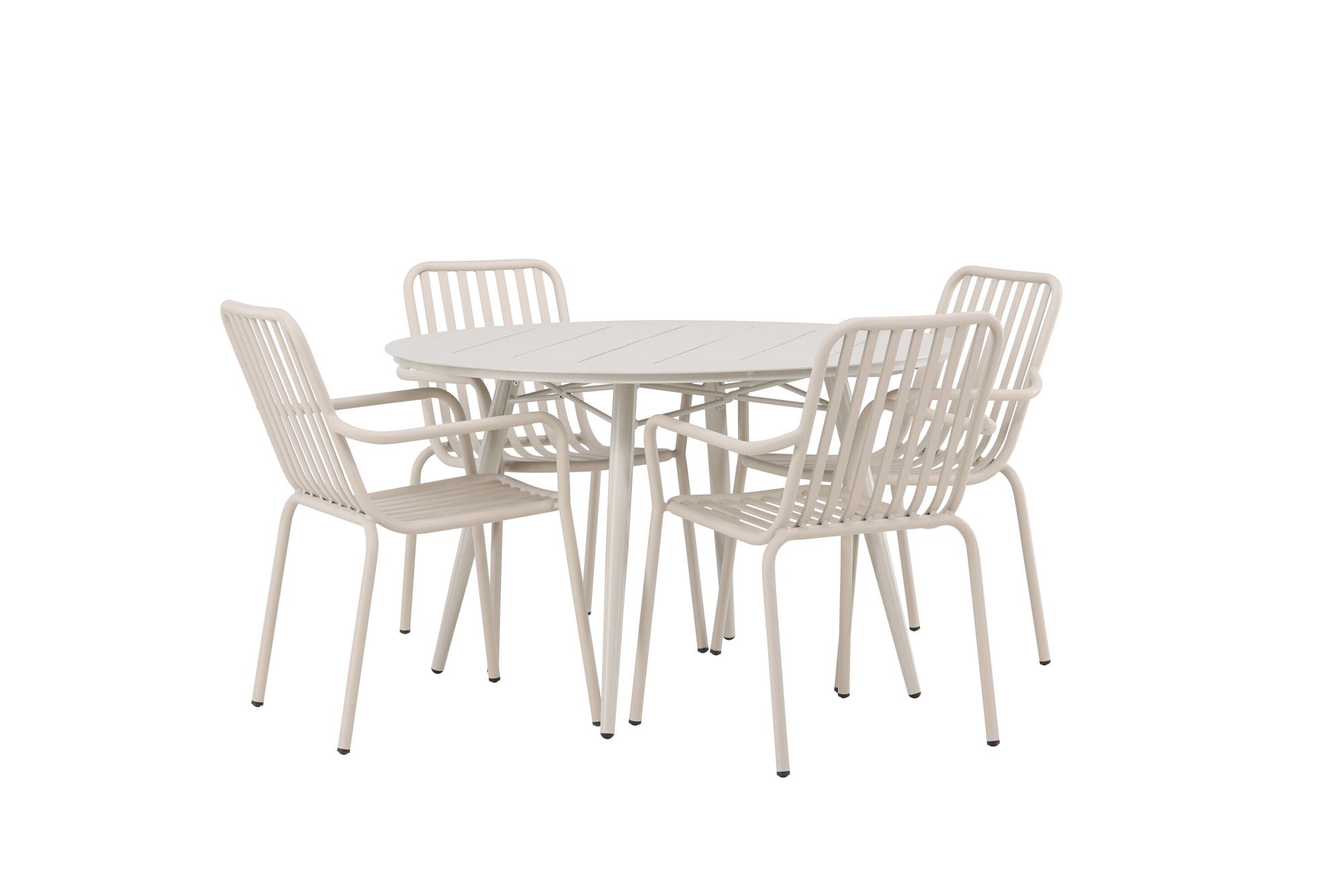 Venture Home Lina spisebord - Beige - rund 120 cm +Peking Diningchair Aluminium - Beige / _4