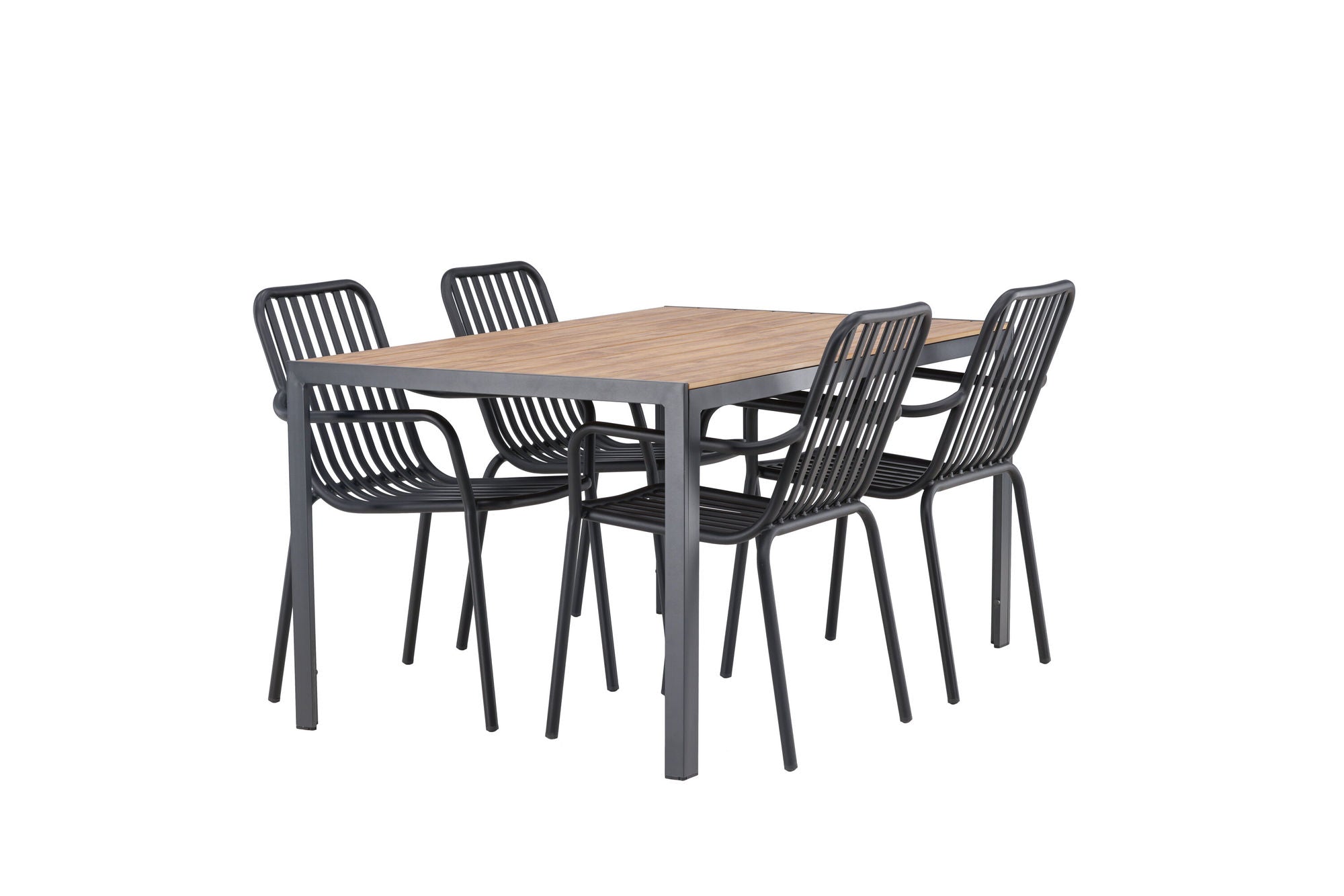Venture Home Break Diningbord Alumnium - Black / Nature Rectangular 90*150* +Peking Diningchair Aluminium - Black / _4