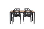 Venture Home Break Diningbord Alumnium - Black / Nature Rectangular 90*150* +Peking Diningchair Aluminium - Black / _4