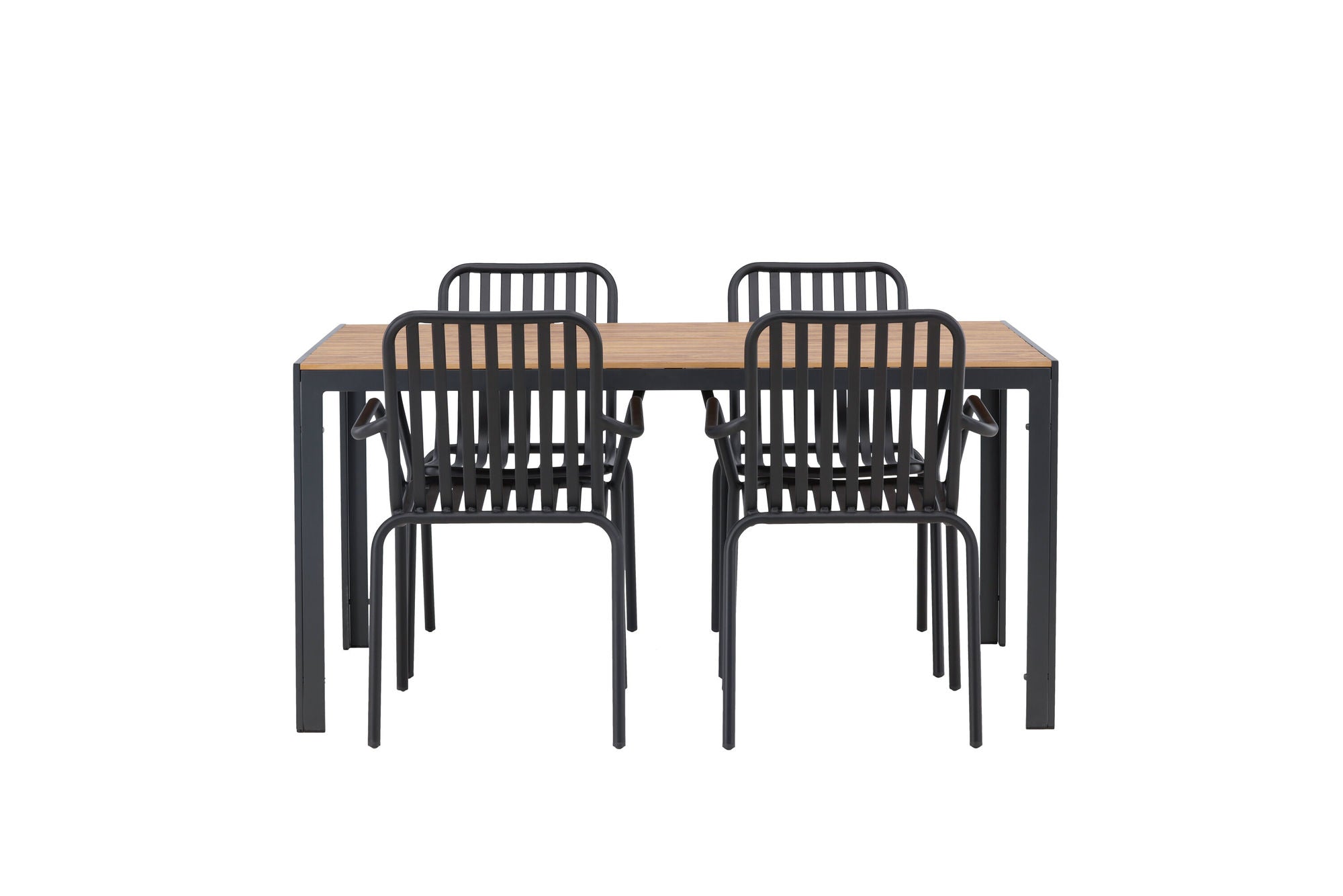 Venture Home Break Diningbord Alumnium - Black / Nature Rectangular 90*150* +Peking Diningchair Aluminium - Black / _4