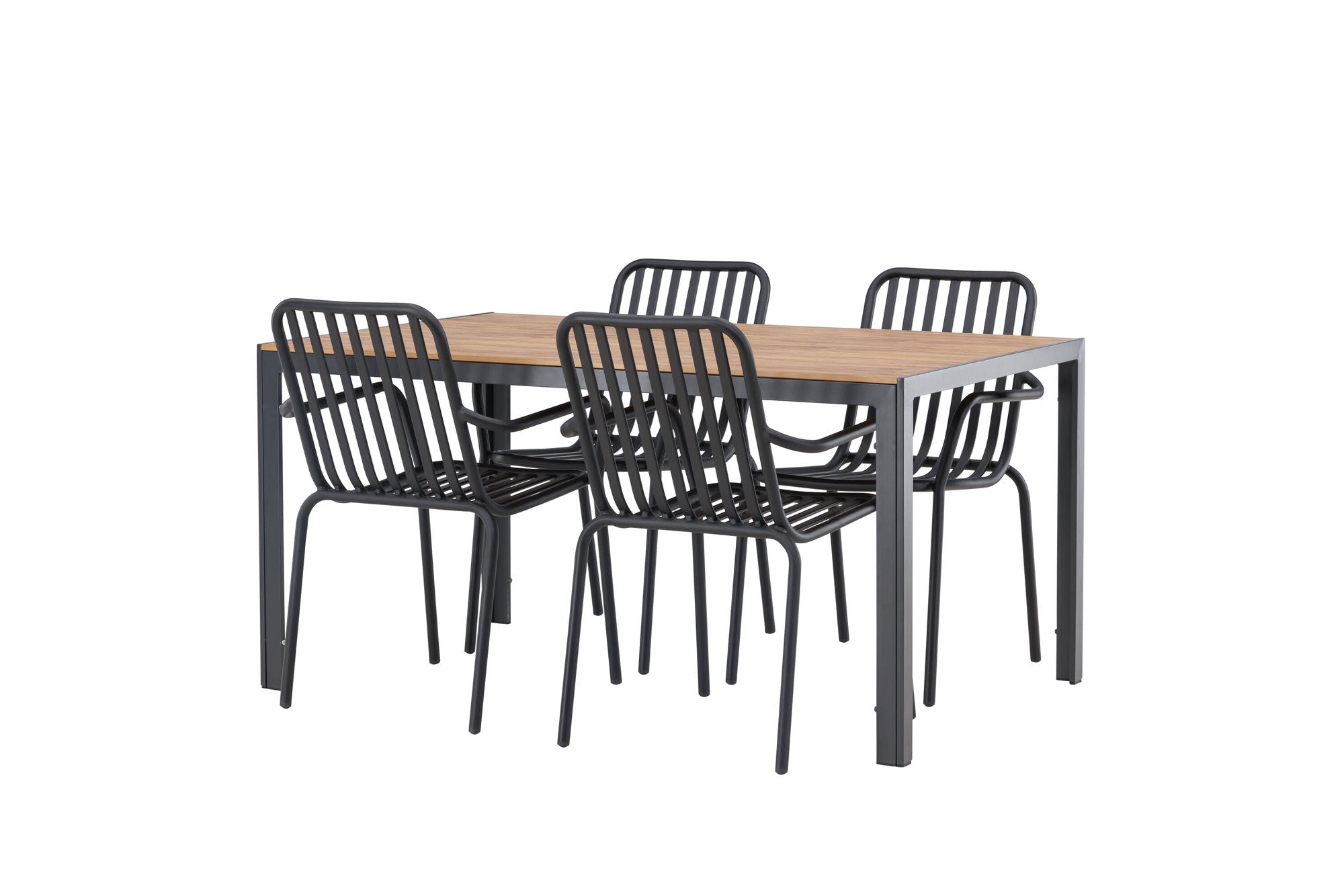 Venture Home Break Diningbord Alumnium - Black / Nature Rectangular 90*150* +Peking Diningchair Aluminium - Black / _4