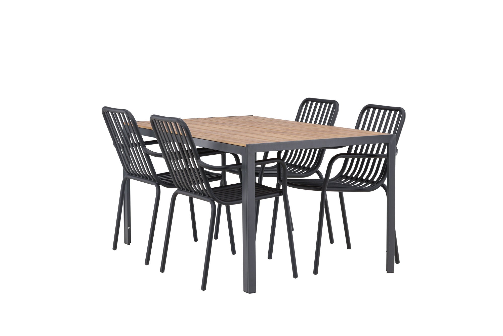 Venture Home Break Diningbord Alumnium - Black / Nature Rectangular 90*150* +Peking Diningchair Aluminium - Black / _4