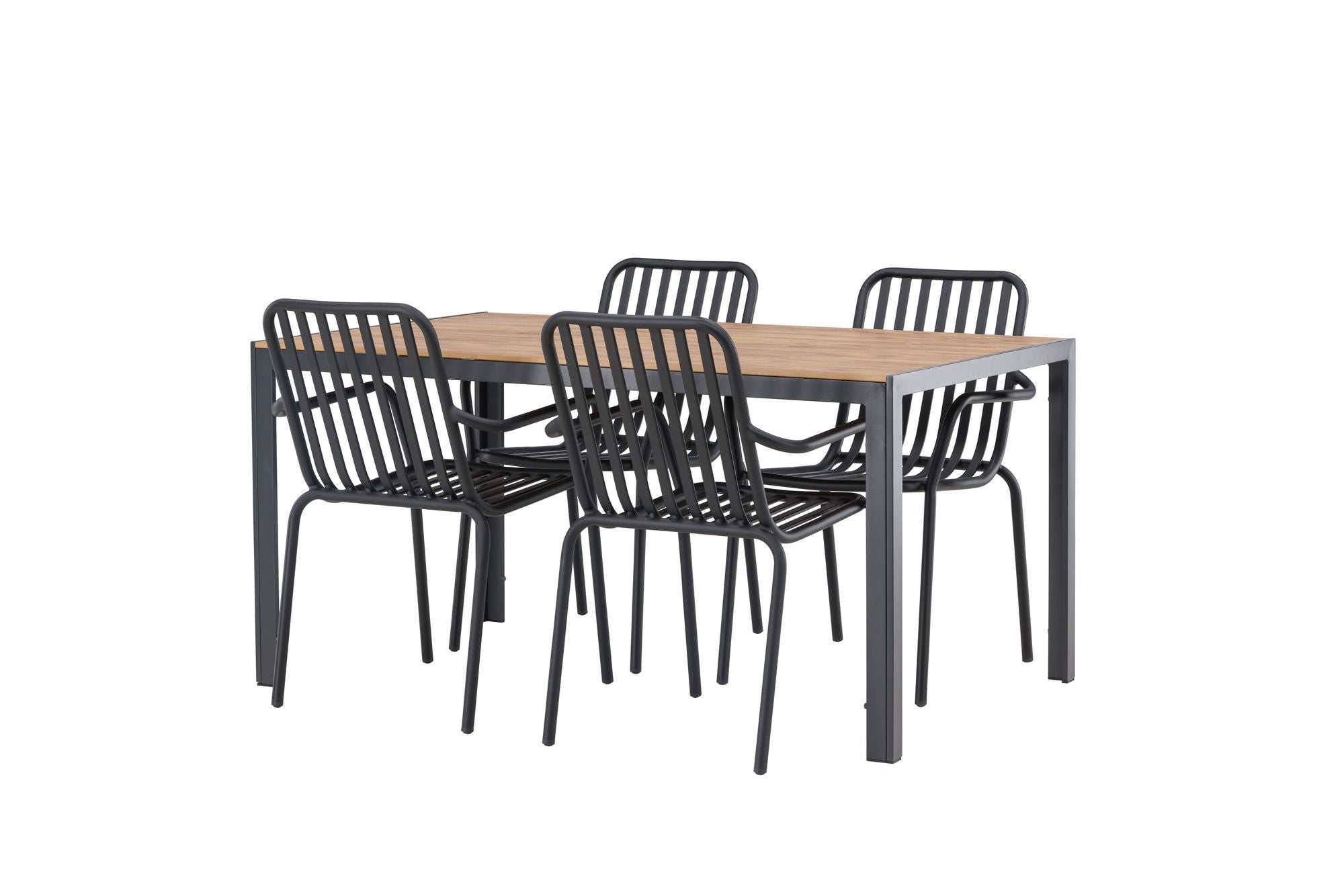 Venture Home Break Diningbord Alumnium - Black / Nature Rectangular 90*150* +Peking Diningchair Aluminium - Black / _4