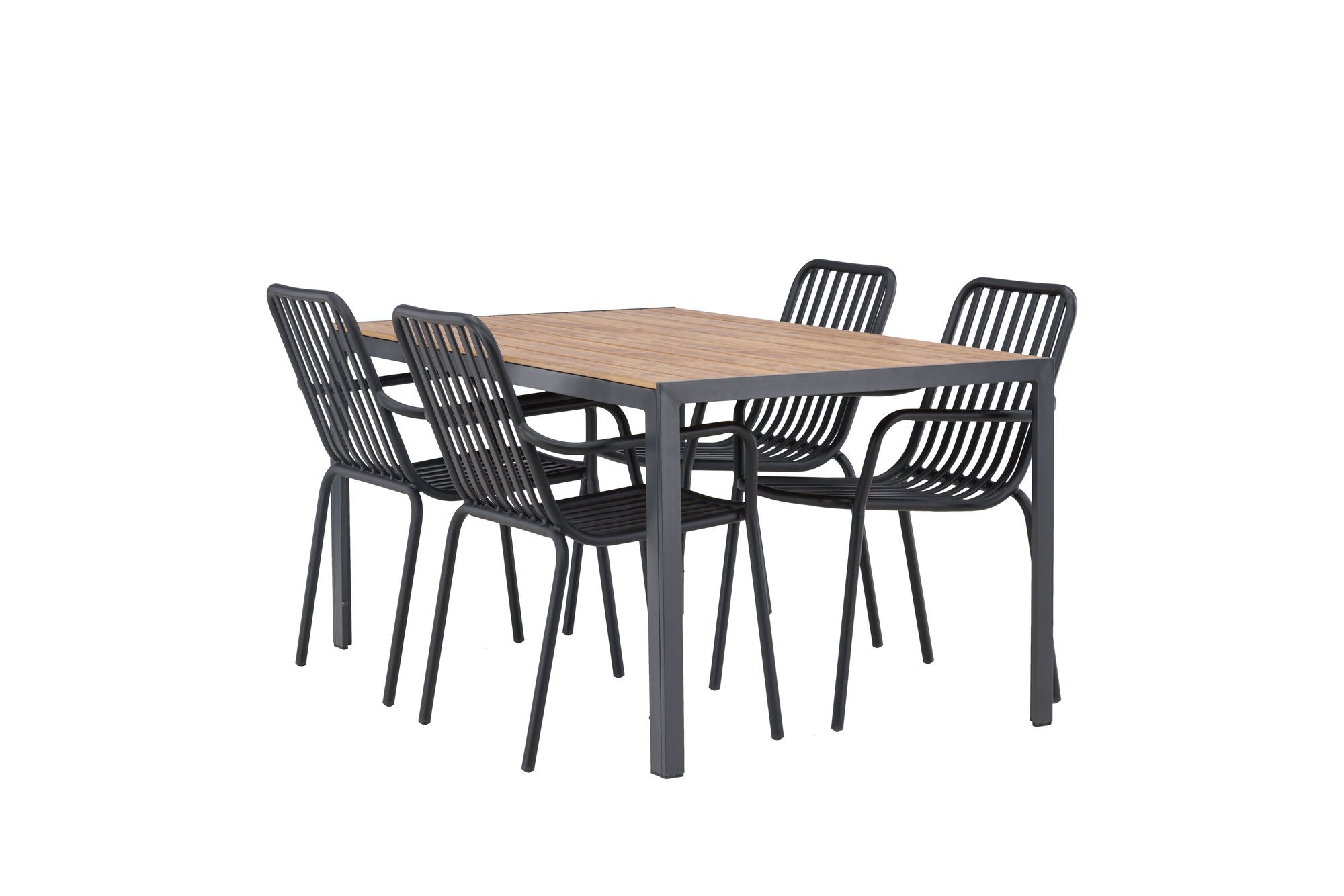Venture Home Break Diningbord Alumnium - Black / Nature Rectangular 90*150* +Peking Diningchair Aluminium - Black / _4