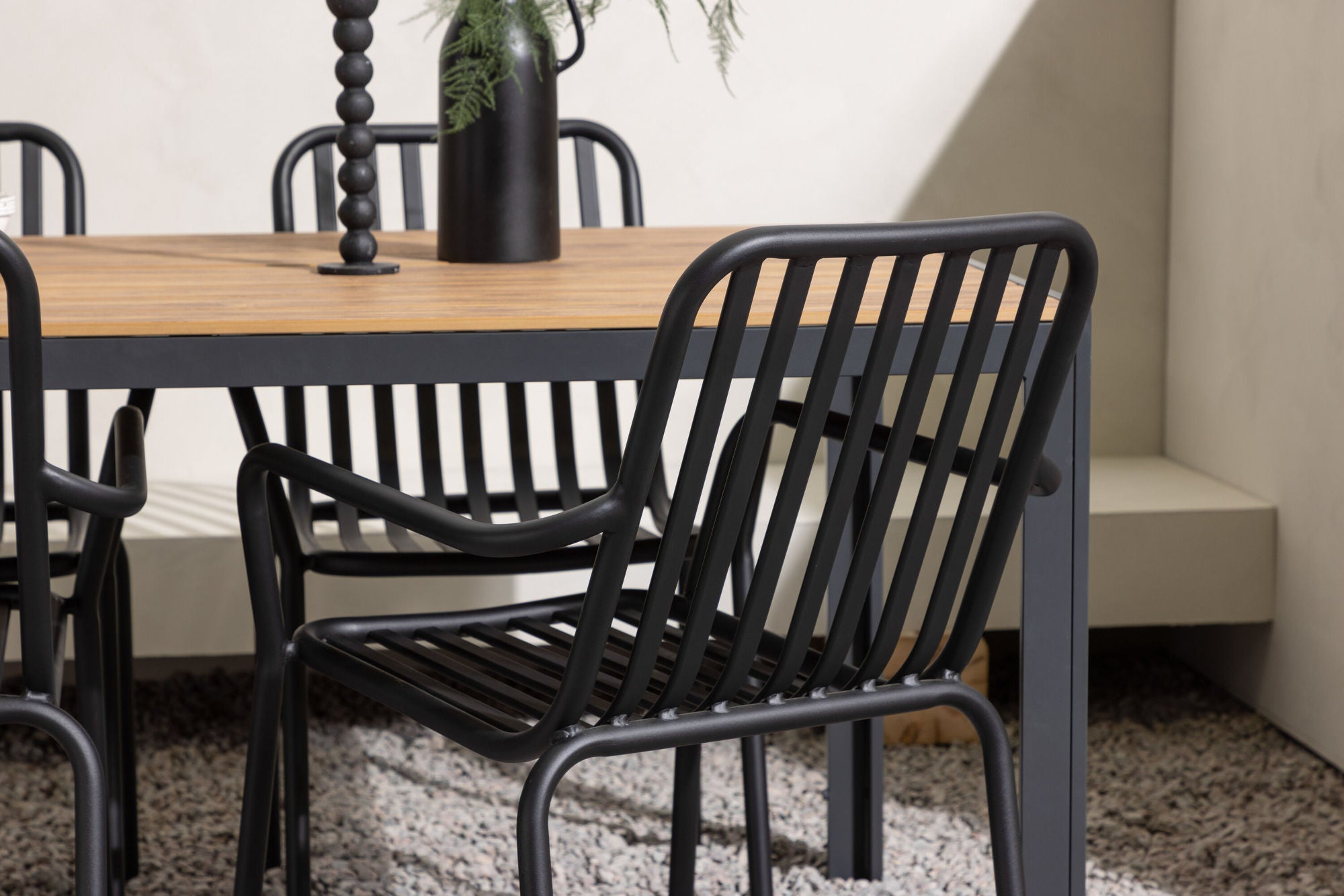 Venture Home Break Diningbord Alumnium - Black / Nature Rectangular 90*150* +Peking Diningchair Aluminium - Black / _4
