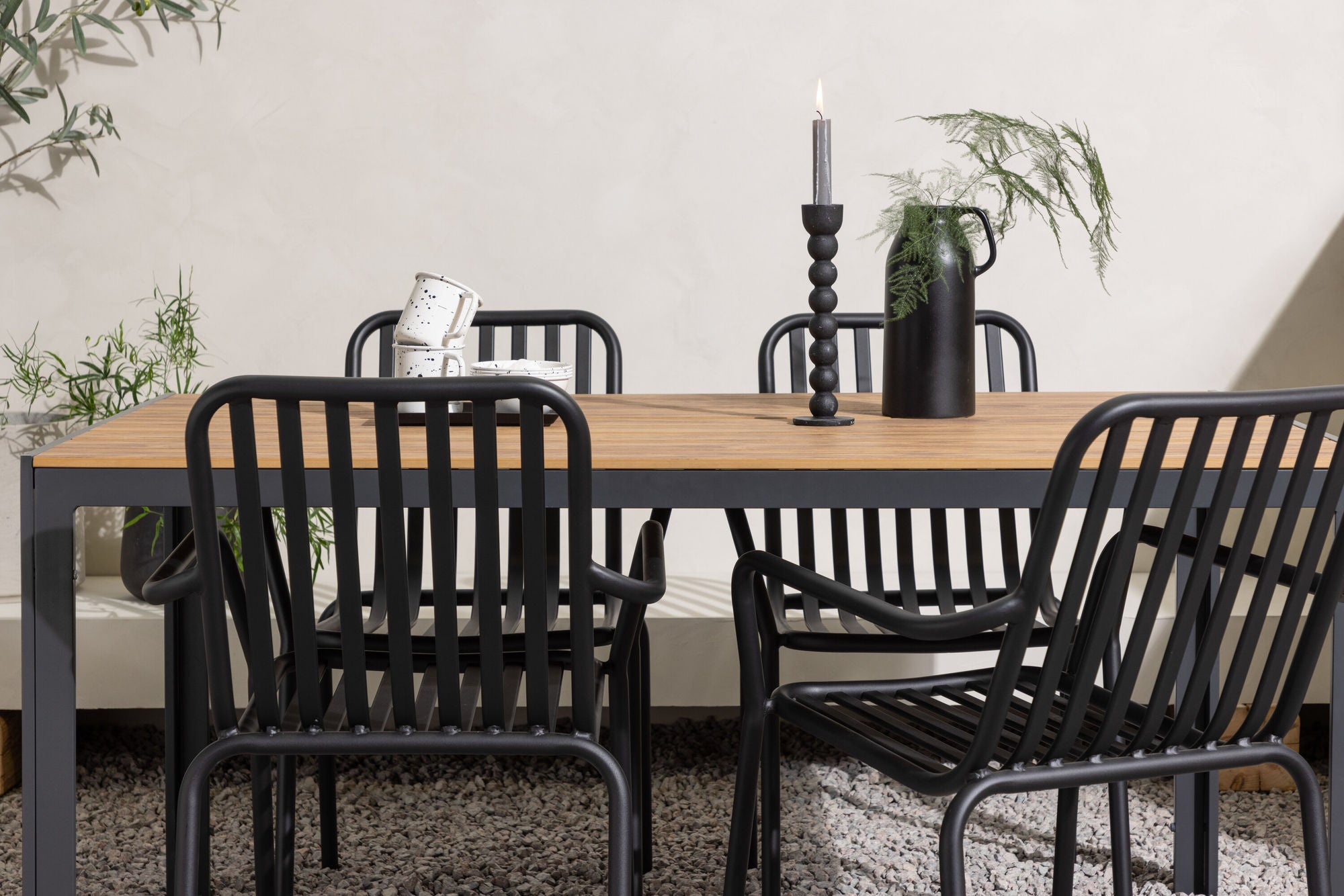 Venture Home Break Diningbord Alumnium - Black / Nature Rectangular 90*150* +Peking Diningchair Aluminium - Black / _4
