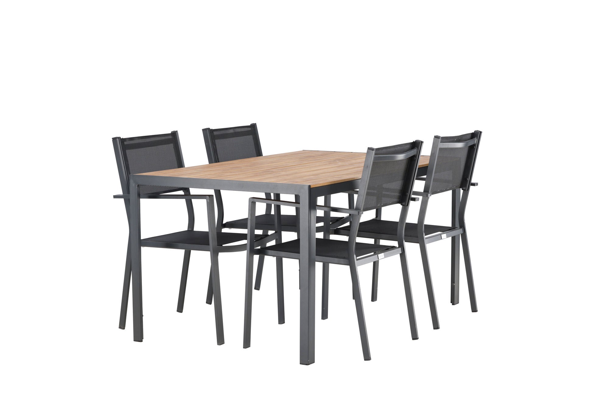 Venture Home Break Diningbord Alumnium - Black / Nature Rectangular 90*150* +Copacabana Stacking stol - Black/Black - Ersätter 4131-408 _4