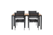 Venture Home Break Diningbord Alumnium - Black / Nature Rectangular 90*150* +Copacabana Stacking stol - Black/Black - Ersätter 4131-408 _4