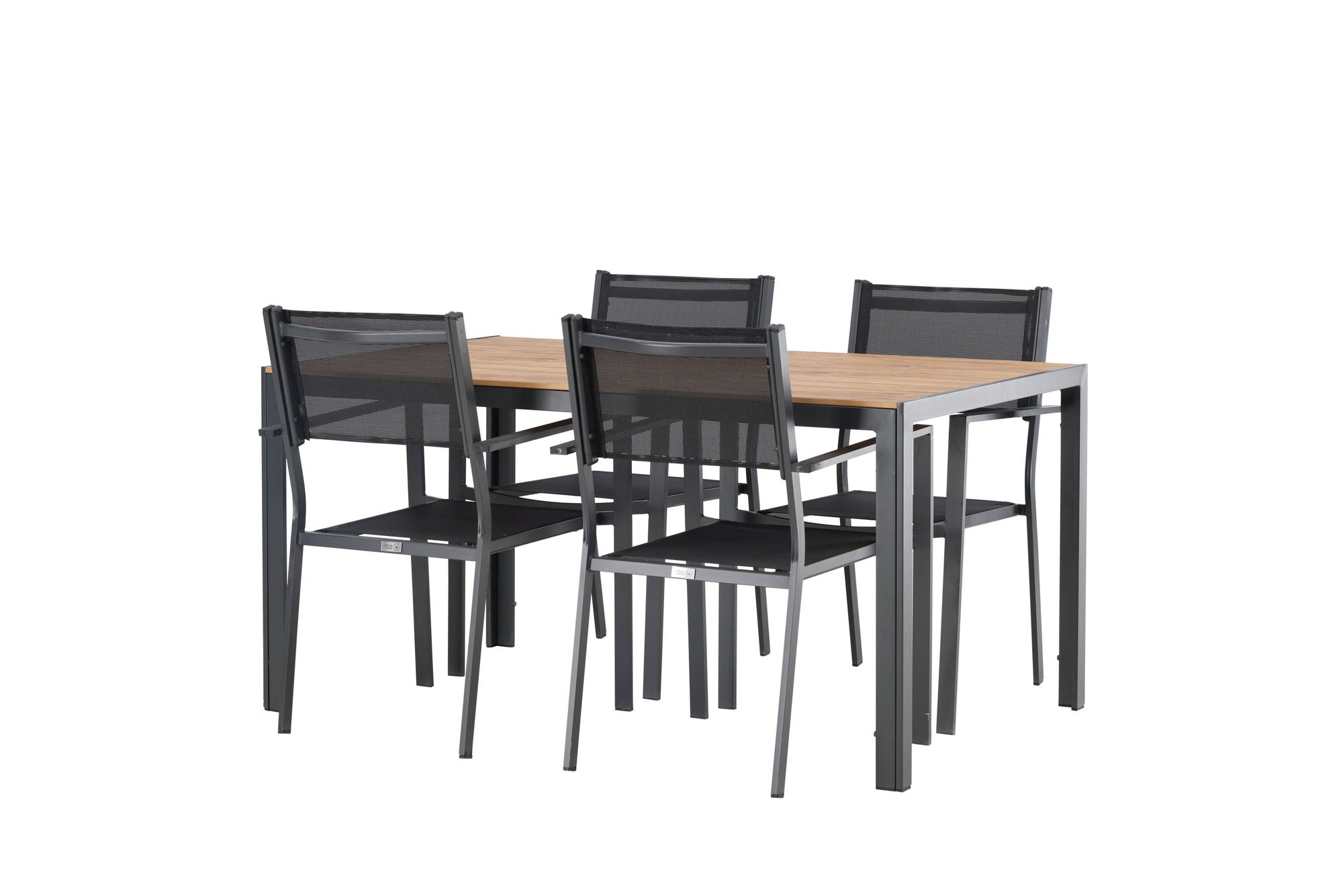 Venture Home Break Diningbord Alumnium - Black / Nature Rectangular 90*150* +Copacabana Stacking stol - Black/Black - Ersätter 4131-408 _4