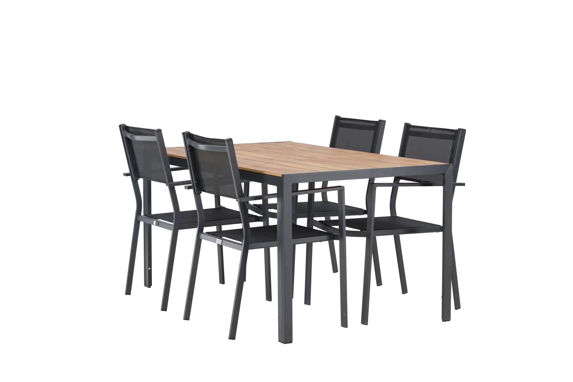 Venture Home Break Diningbord Alumnium - Black / Nature Rectangular 90*150* +Copacabana Stacking stol - Black/Black - Ersätter 4131-408 _4