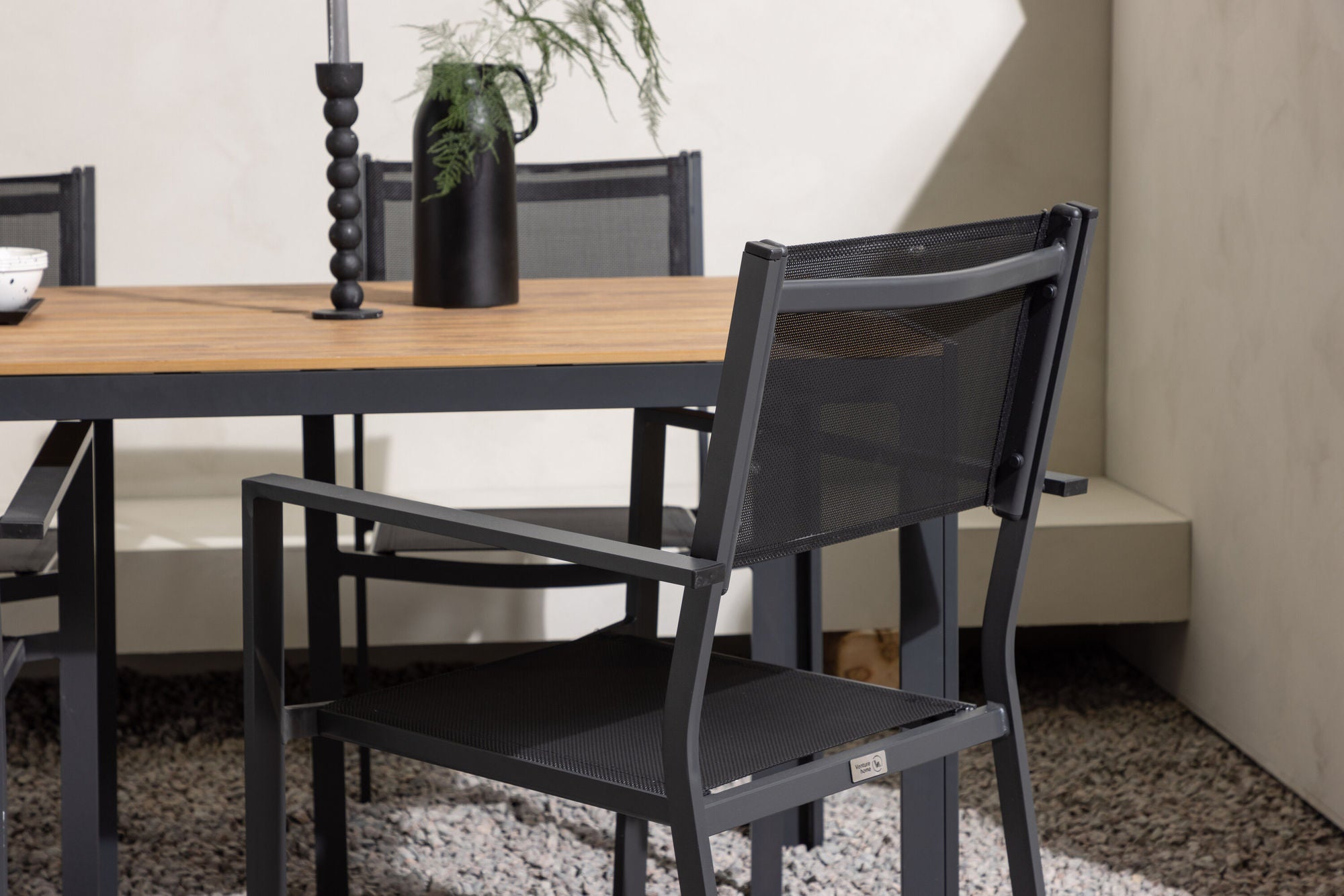 Venture Home Break Diningbord Alumnium - Black / Nature Rectangular 90*150* +Copacabana Stacking stol - Black/Black - Ersätter 4131-408 _4