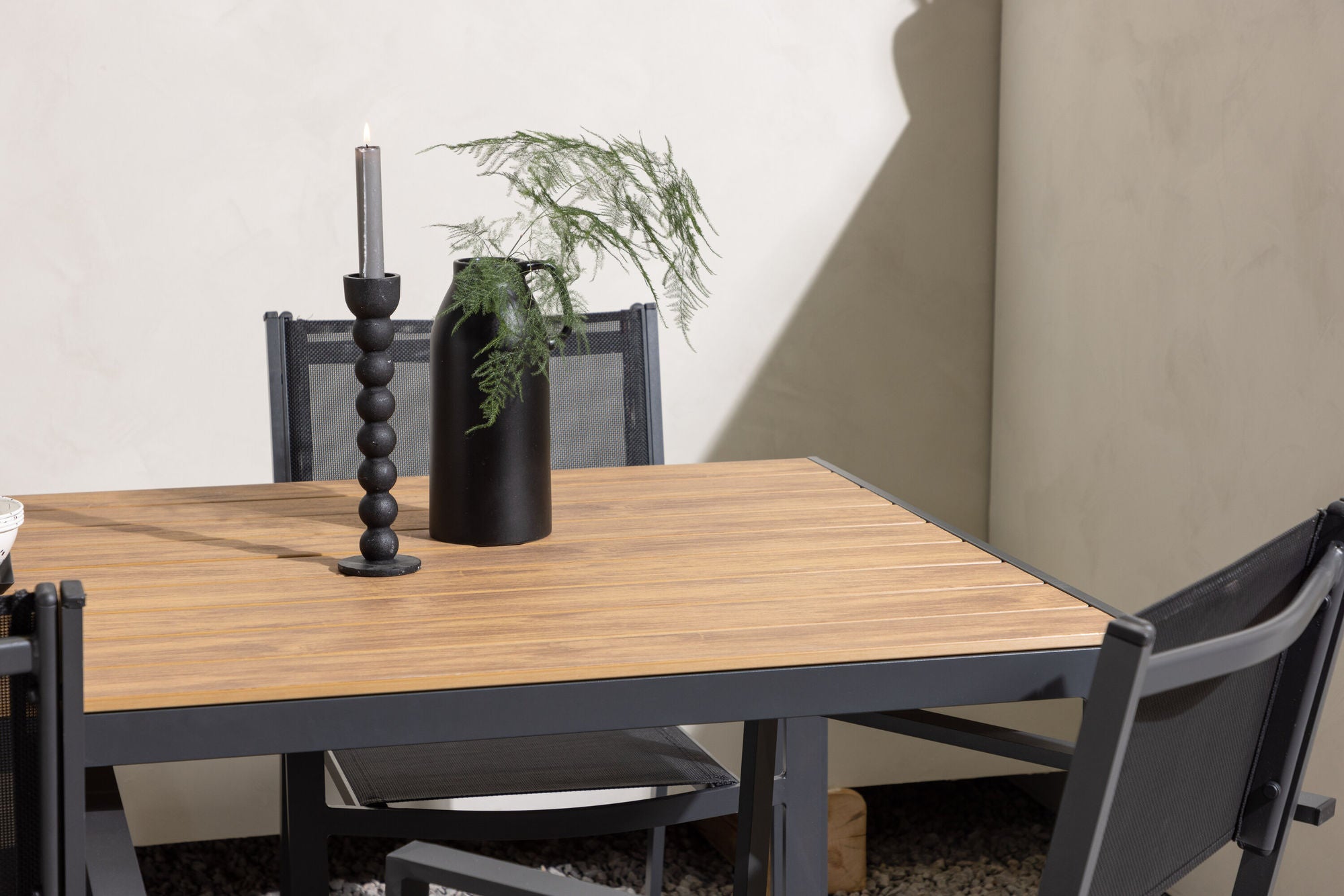 Venture Home Break Diningbord Alumnium - Black / Nature Rectangular 90*150* +Copacabana Stacking stol - Black/Black - Ersätter 4131-408 _4