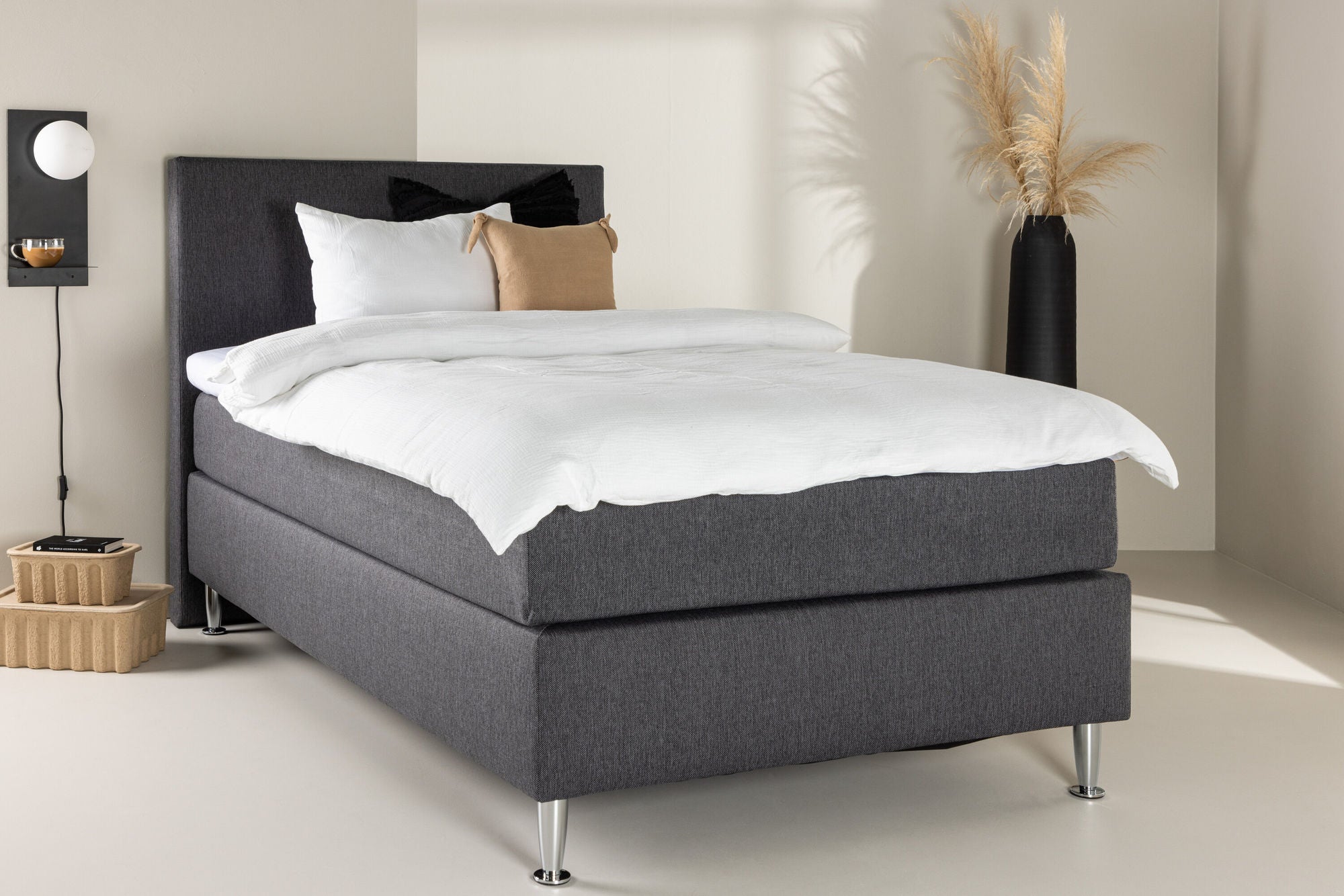Venture Home Toledo Bed 120*200 - Matte Silver / Dark grey Fabric Lino 12
