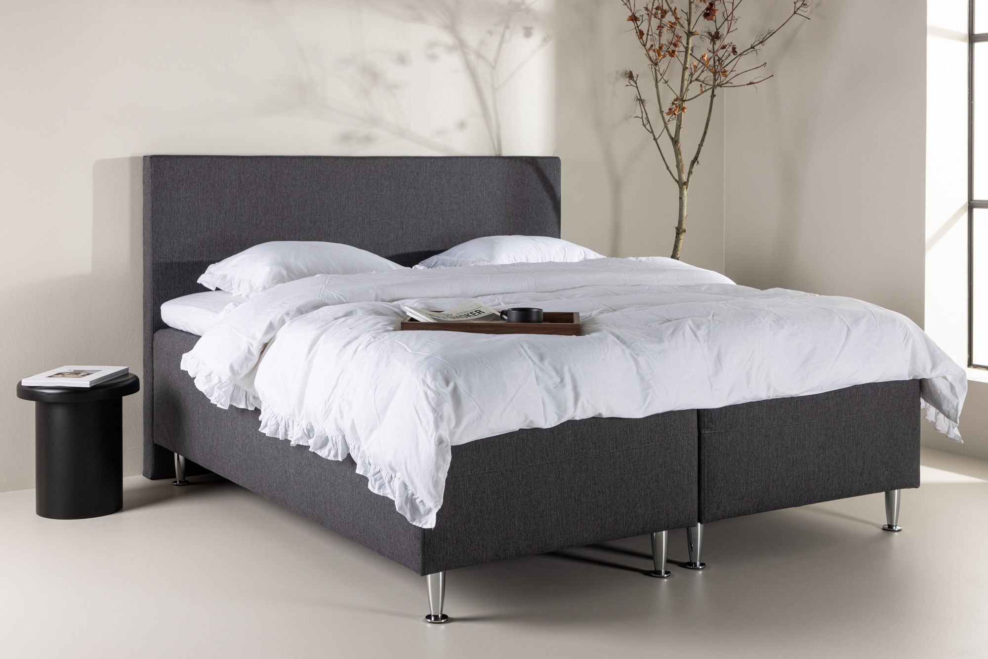 Venture Home Mesa Bed 180*200 - Matte Silver / Dark grey Fabric Lino 12