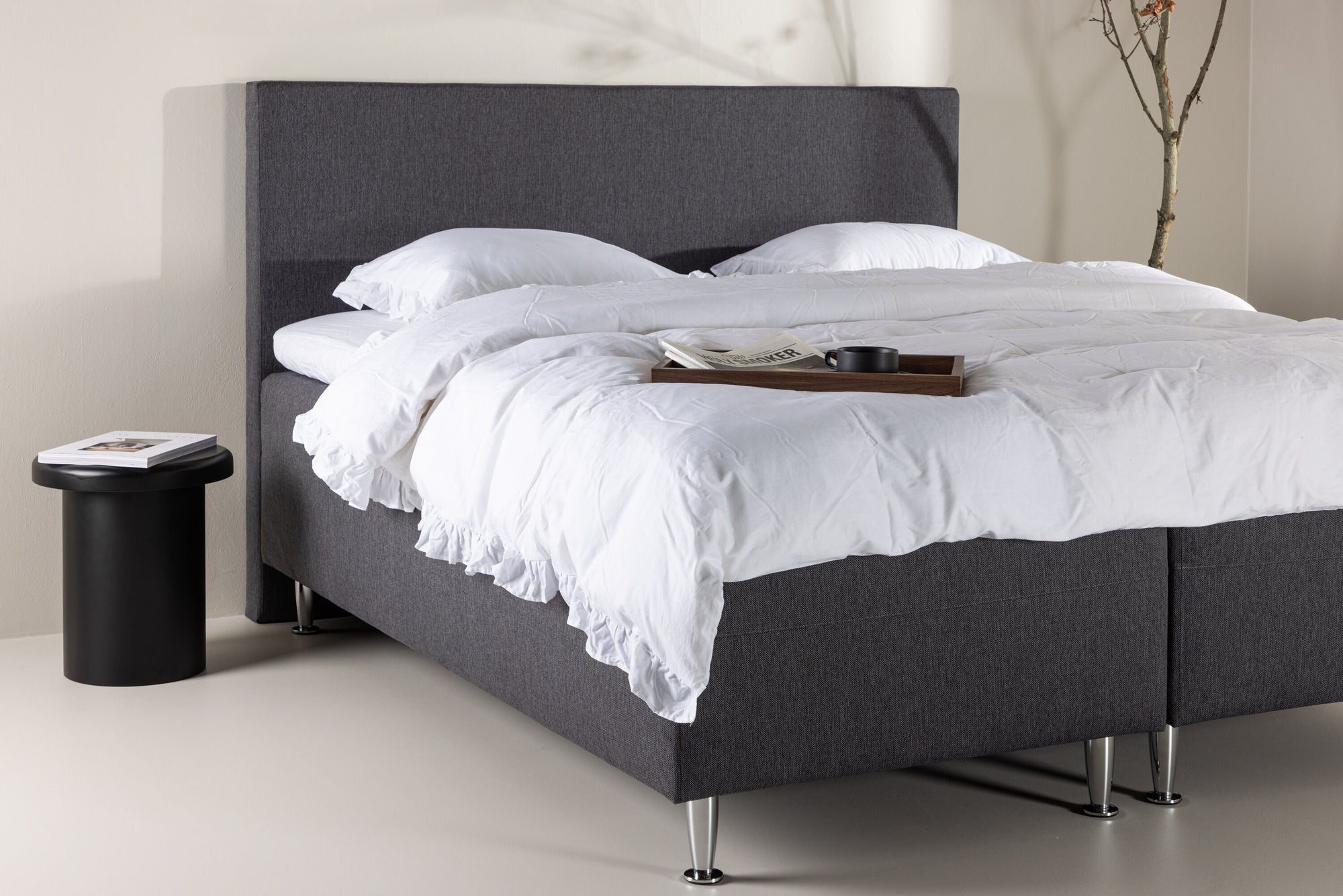 Venture Home Mesa Bed 180*200 - Matte Silver / Dark grey Fabric Lino 12