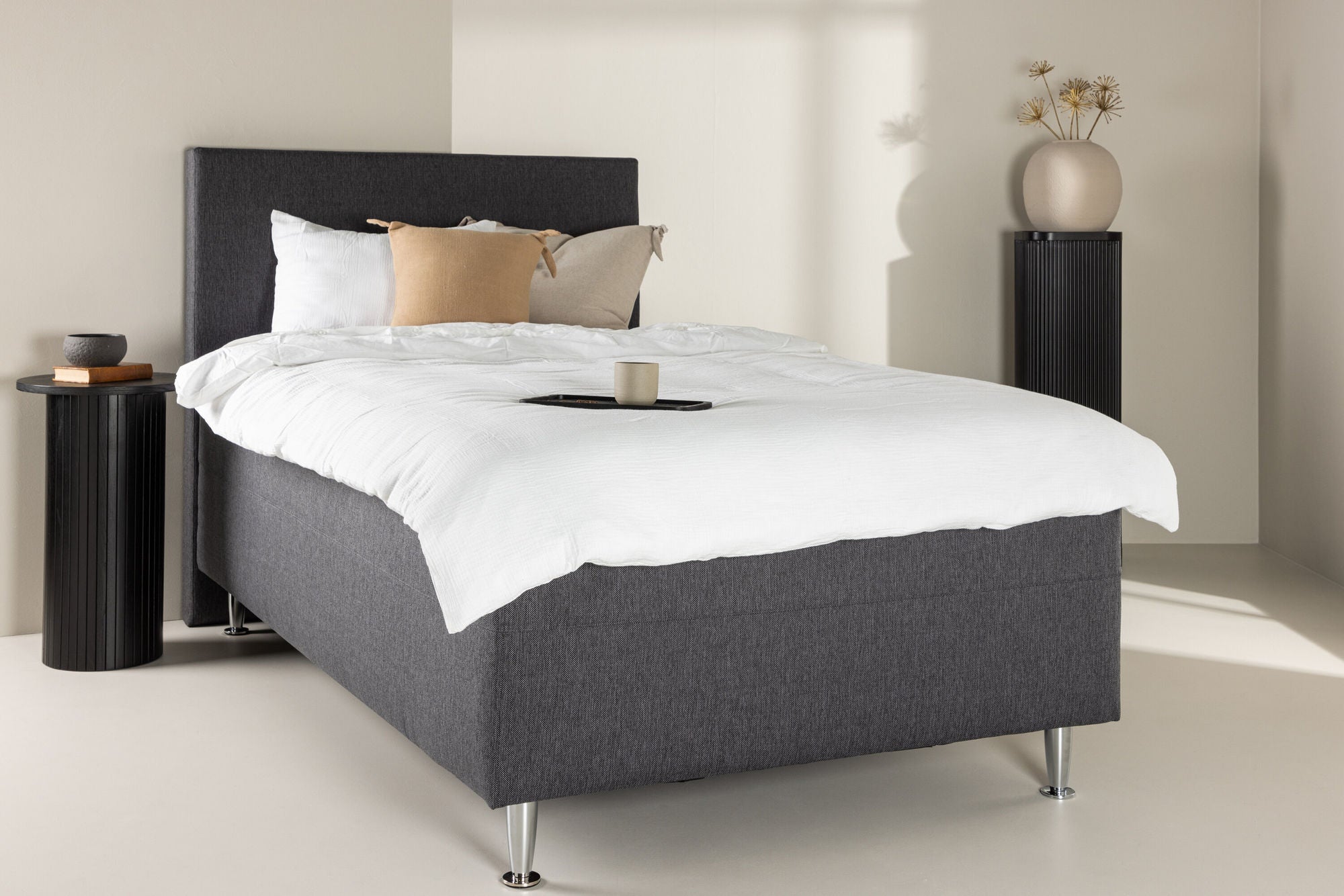 Venture Home Mesa Bed 120*200 - Matte Silver / Dark grey Fabric Lino 12