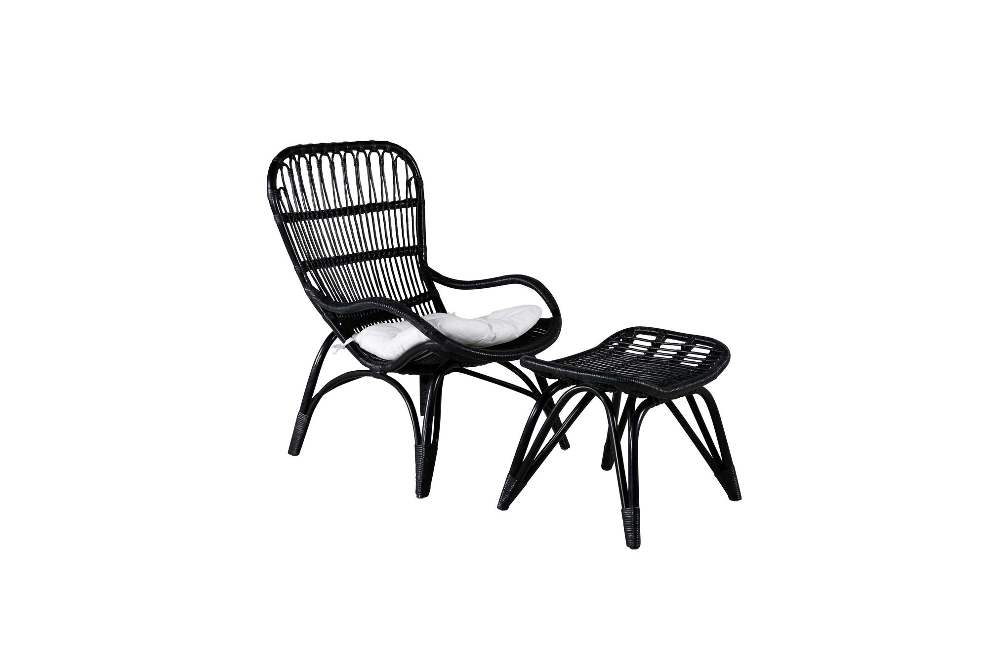 Venture Home Ella Lounge stol - BLACK rattan / Offwhite Cushion Ersätter 1571-6012