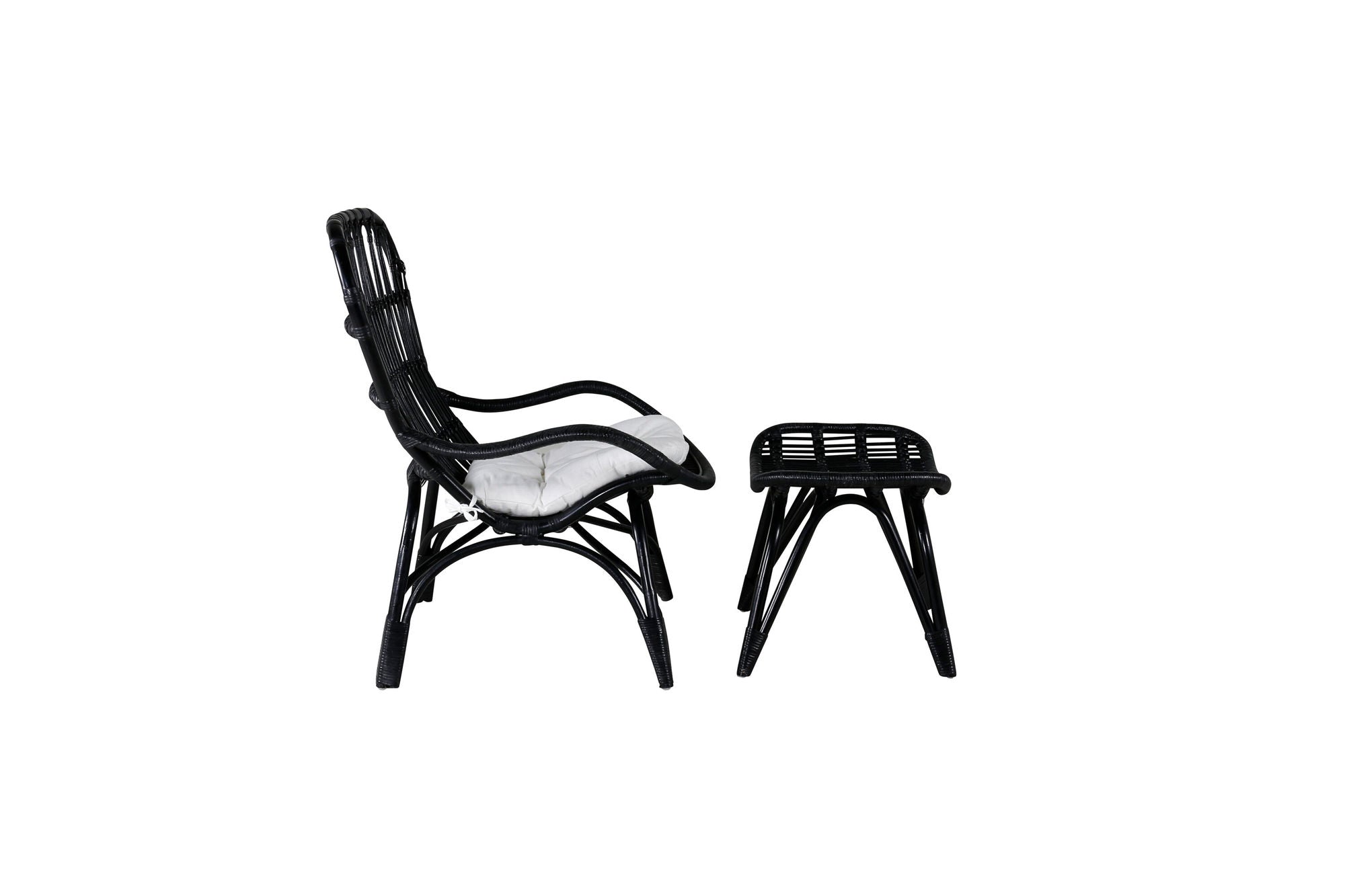Venture Home Ella Lounge stol - BLACK rattan / Offwhite Cushion Ersätter 1571-6012