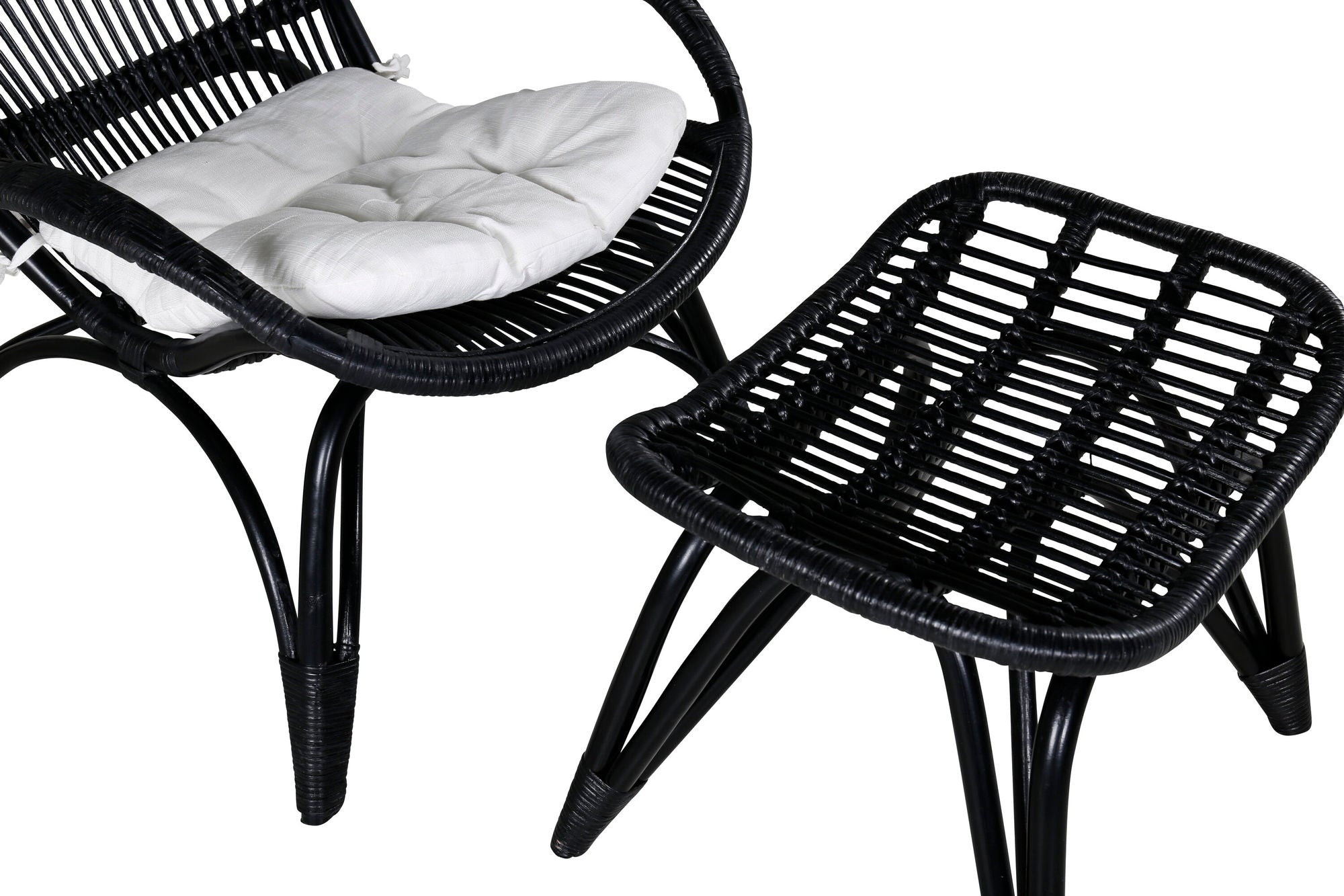 Venture Home Ella Lounge stol - BLACK rattan / Offwhite Cushion Ersätter 1571-6012