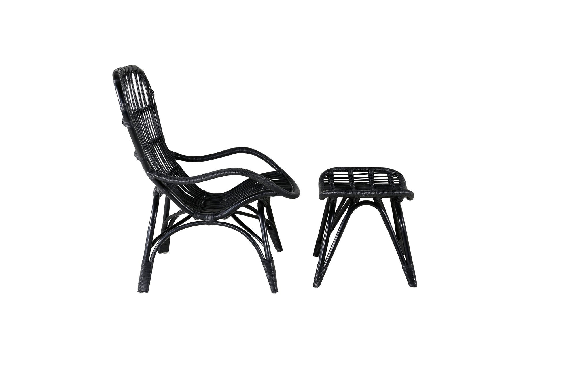 Venture Home Ella Lounge stol - BLACK rattan / Offwhite Cushion Ersätter 1571-6012